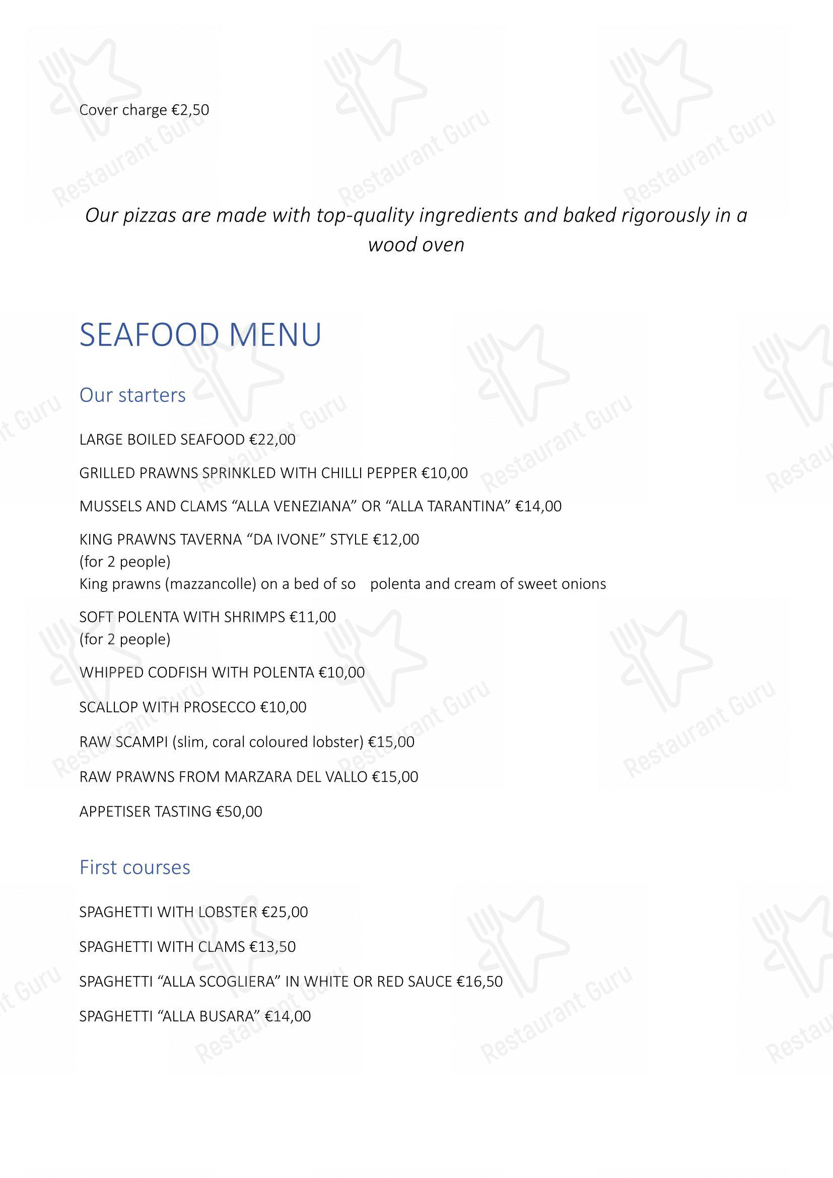 菜单 per Ristorante Pizzeria Taverna Brenta “da Ivone” pizzeria