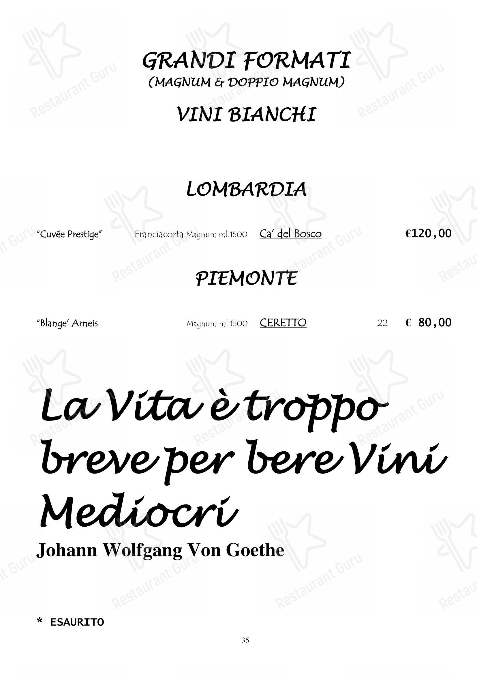 Menu di Ristorante da Miro - 菜单