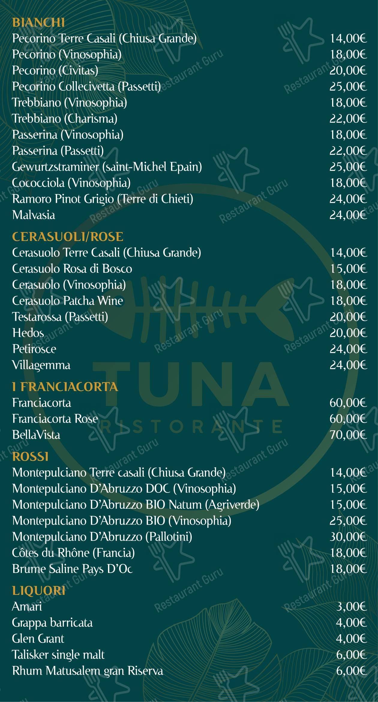 Menu per Ristorante Tuna Chieti in Chieti