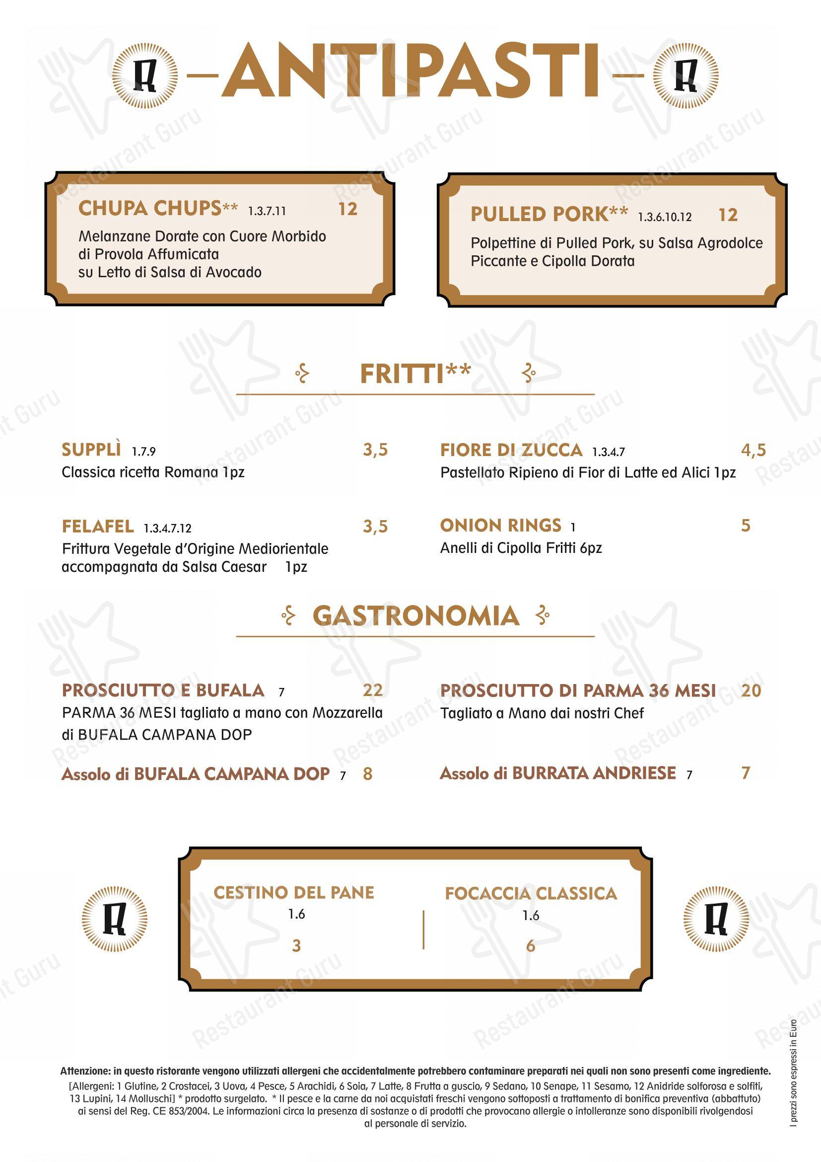 Rosso Ristorante in Roma - Menu