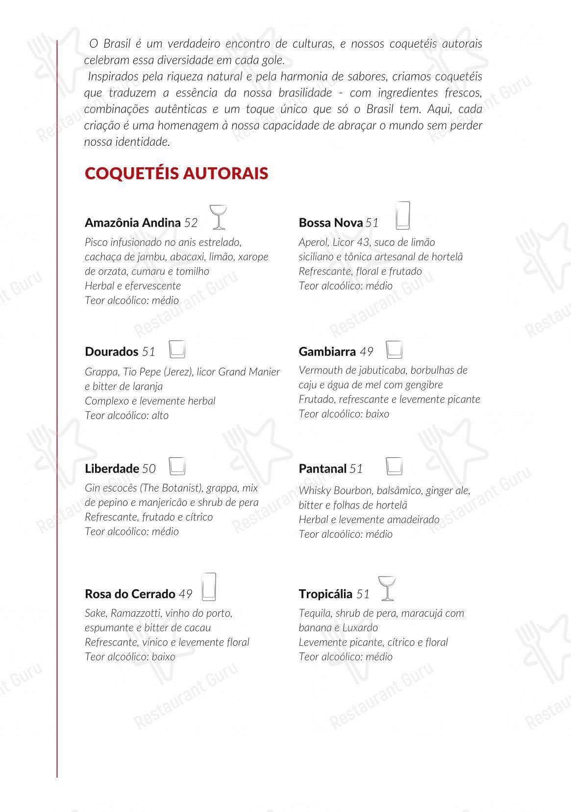 Menu bar para Rubaiyat Brasília em Brasília