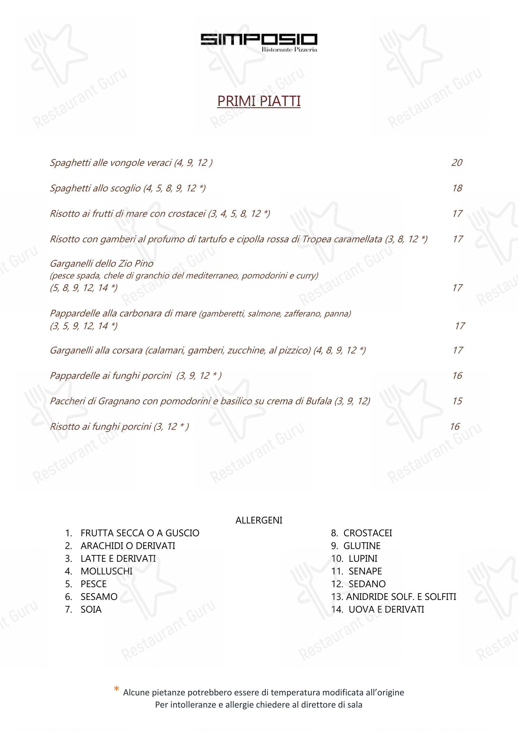 Simposio in Inverigo - Menu