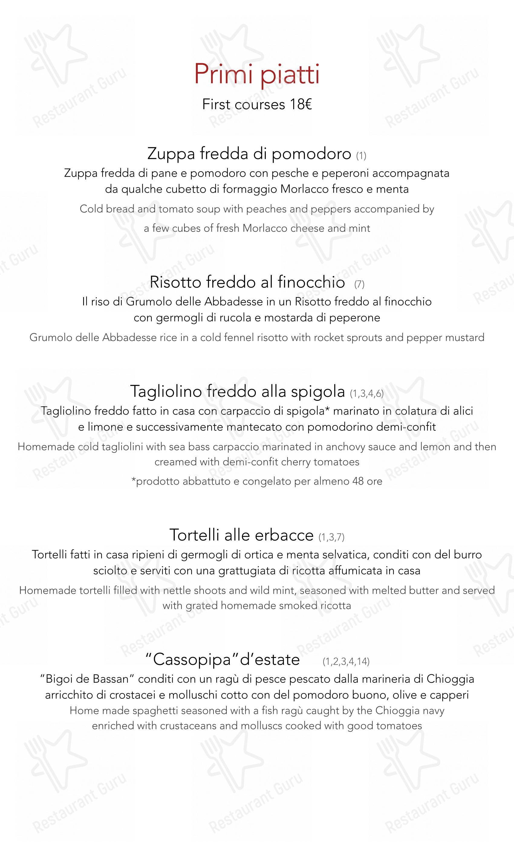 Menu per Trattoria Moderna Due Mori in Asolo