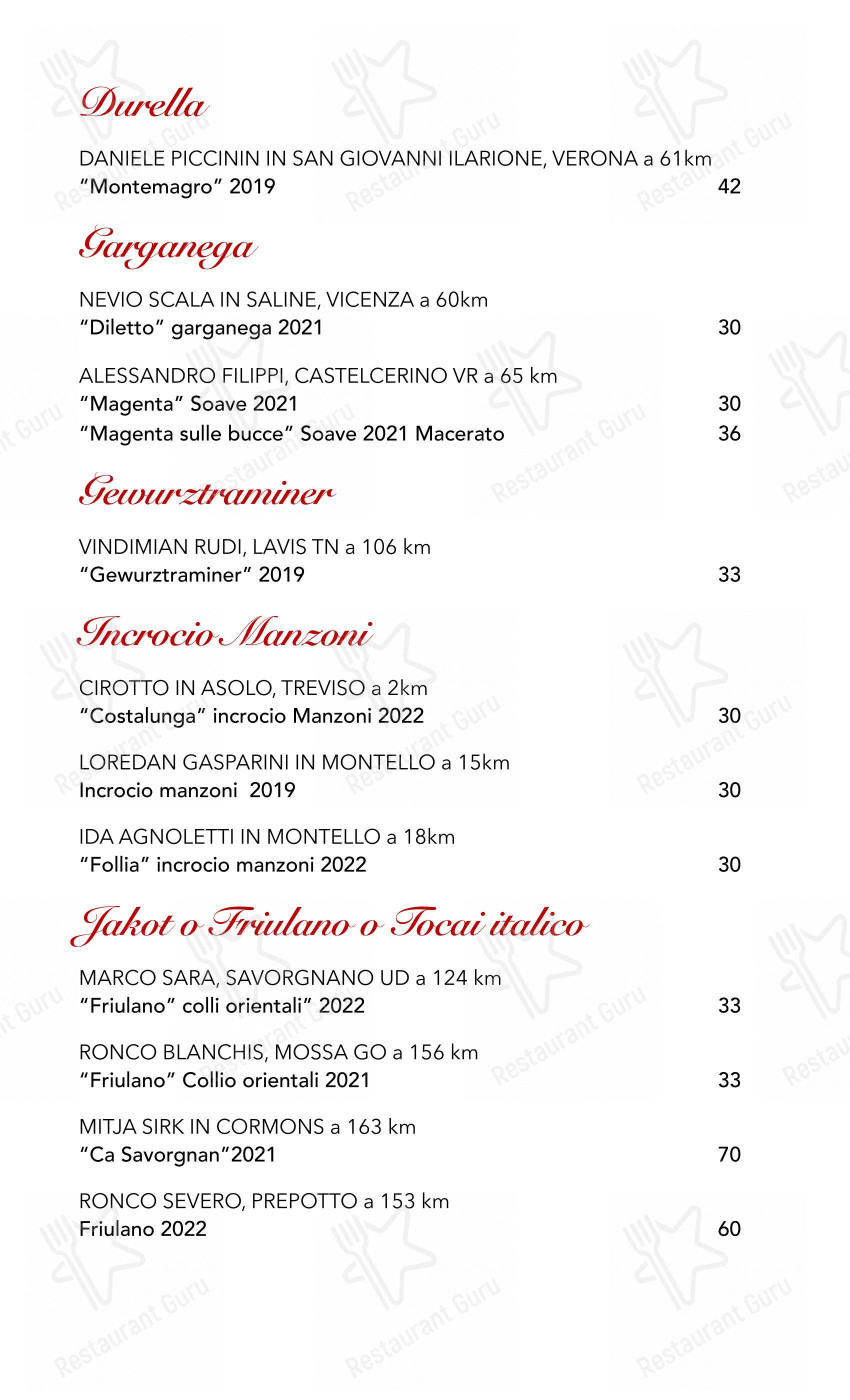 Menu bar per Trattoria Moderna Due Mori in Asolo