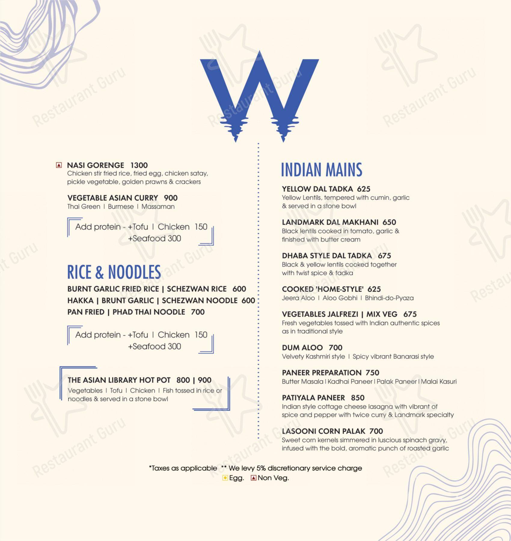 Menu bar for the Waterside restaurant