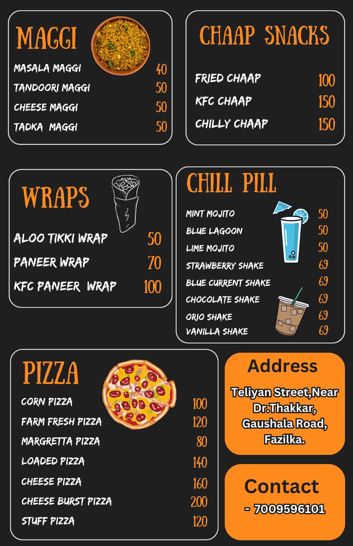 snack bar menu