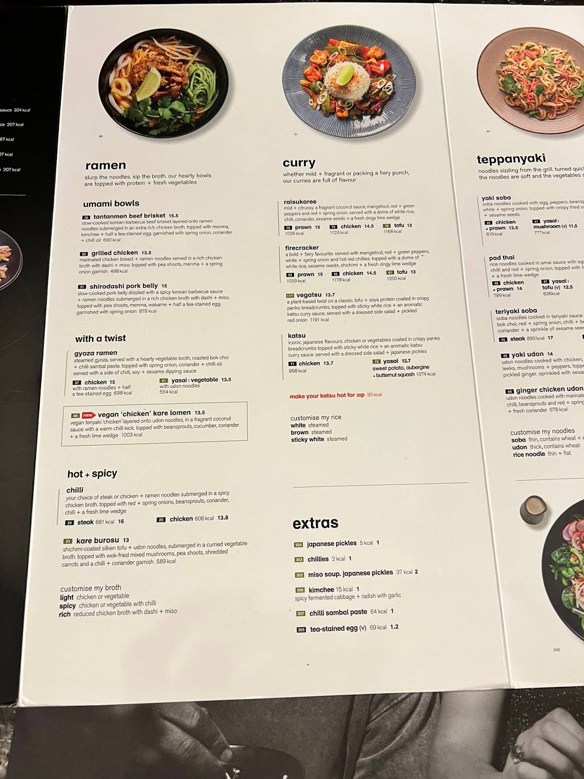 Menu at wagamama uxbridge restaurant, Uxbridge, the chimes