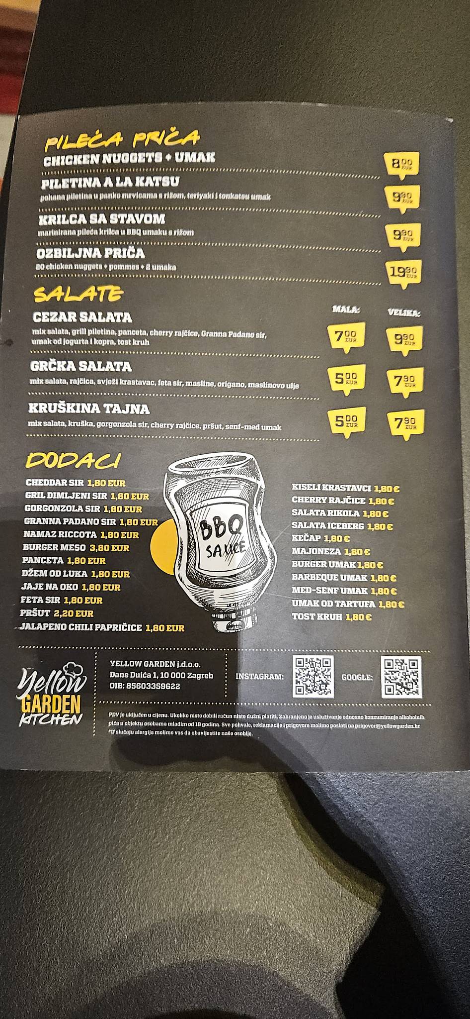 Menu di yellow GARDEN 