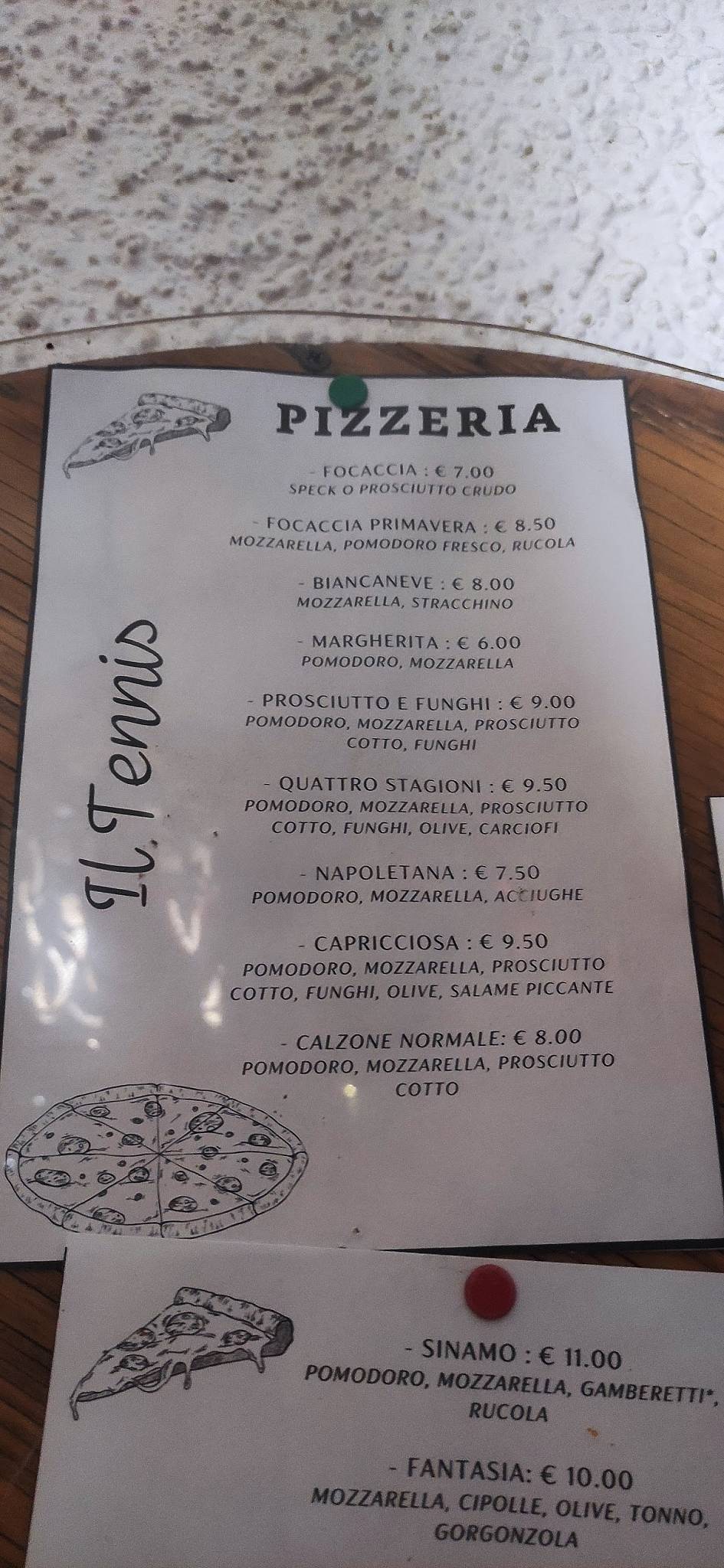 Menu di Il Tennis 