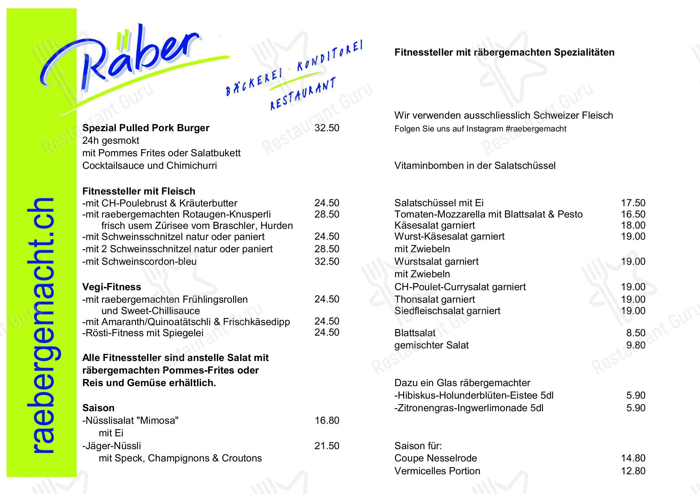 Основное меню per Bäckerei-Konditorei-Restaurant Räber in Rapperswil-Jona