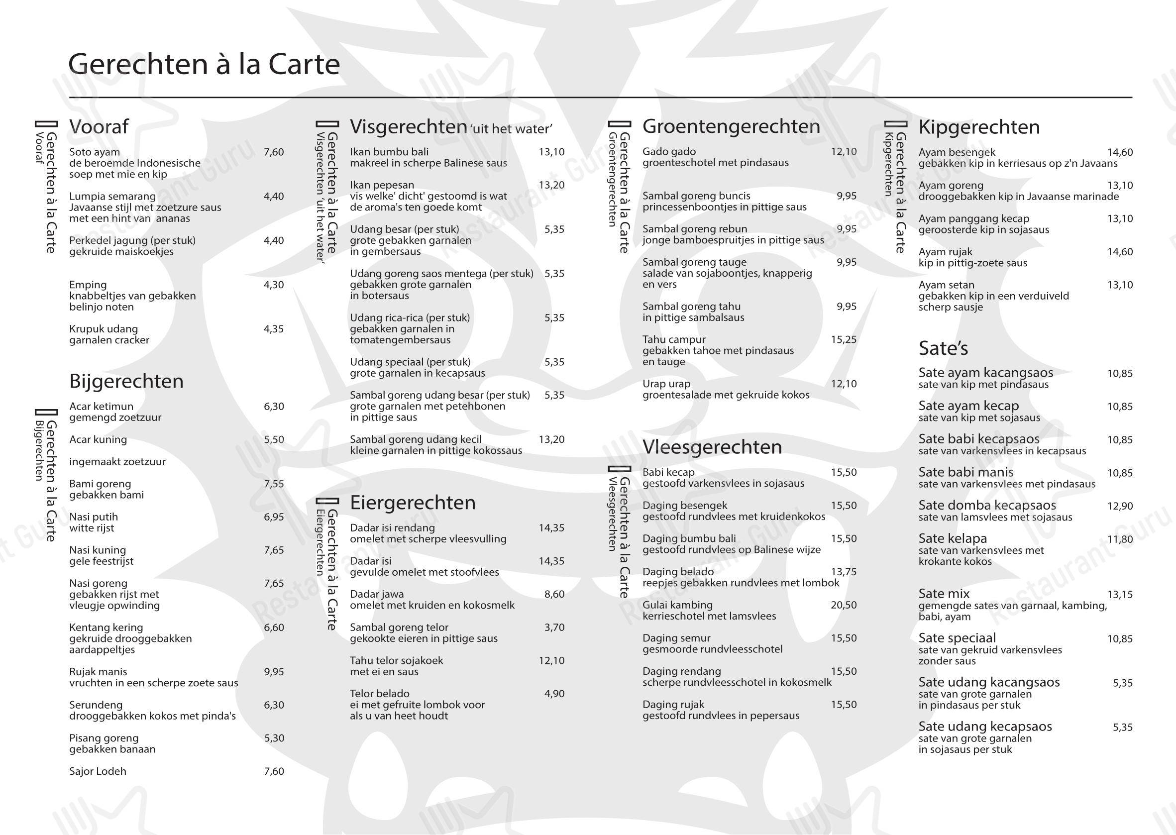 Indonesian Restaurant Bali James dans Breda - Menu bar