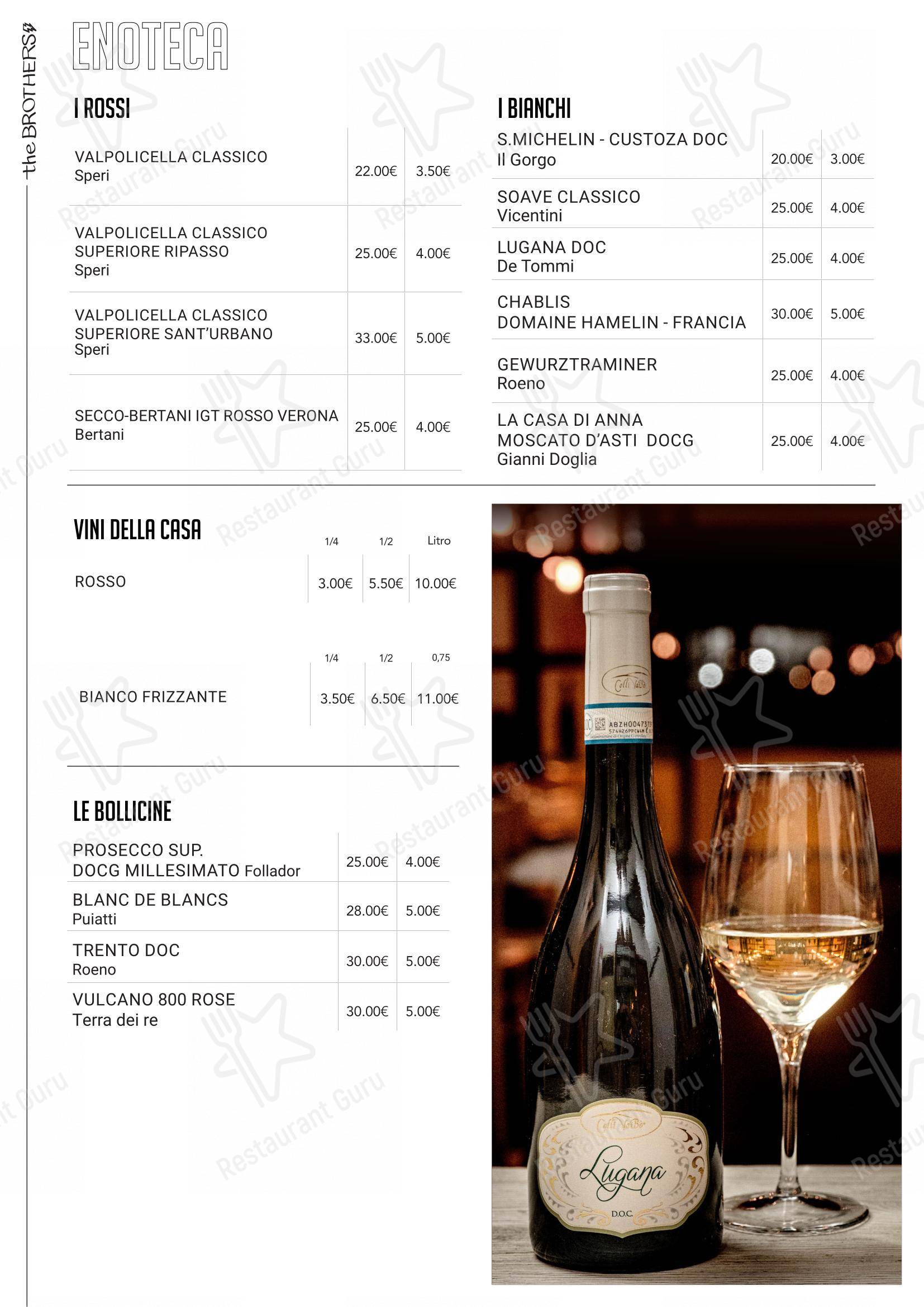 Menu bar per Bar the Brothers pub & bar