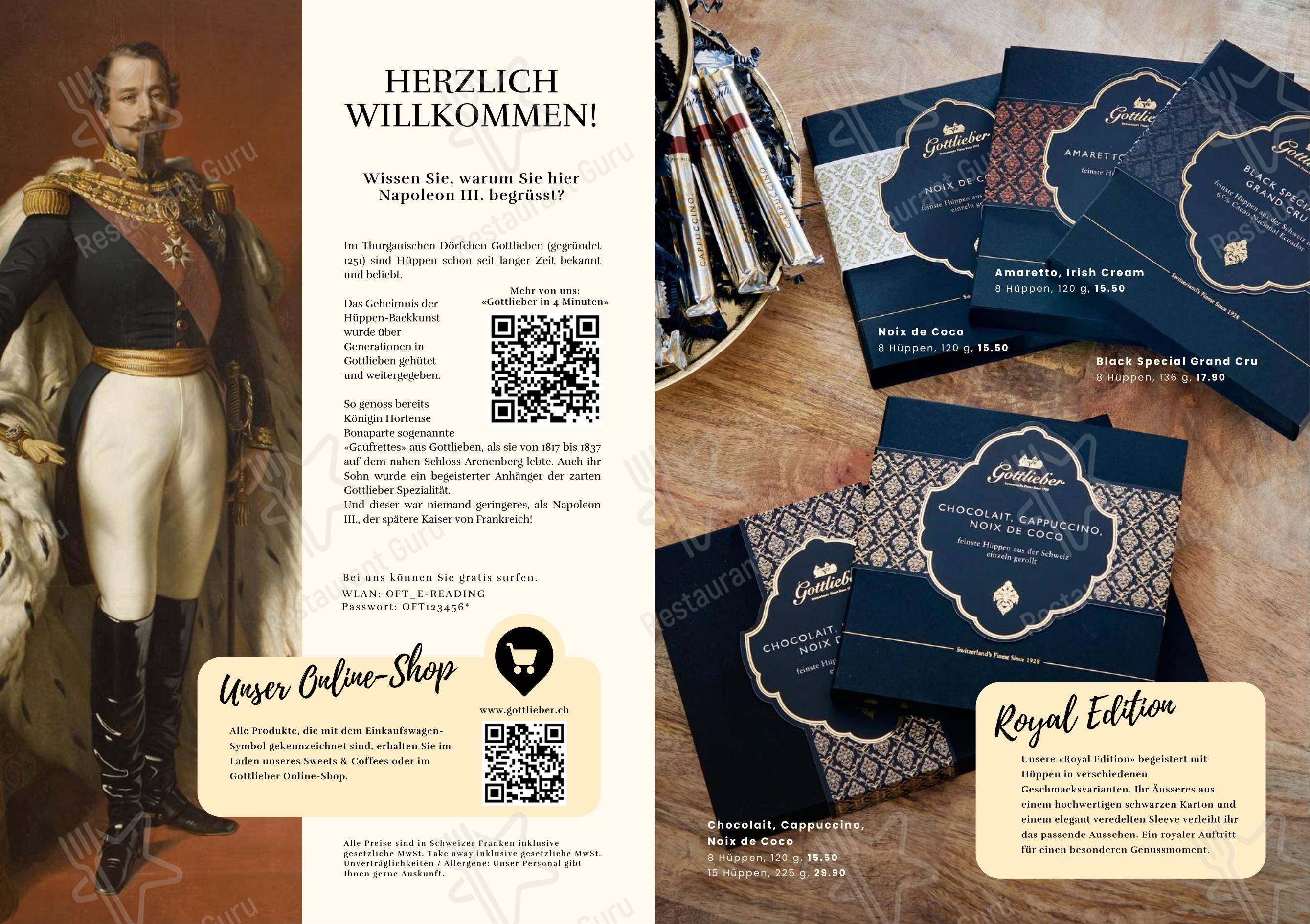 «BarFüssli» Gottlieber Sweets & Coffee Basel in Basilea - Menu