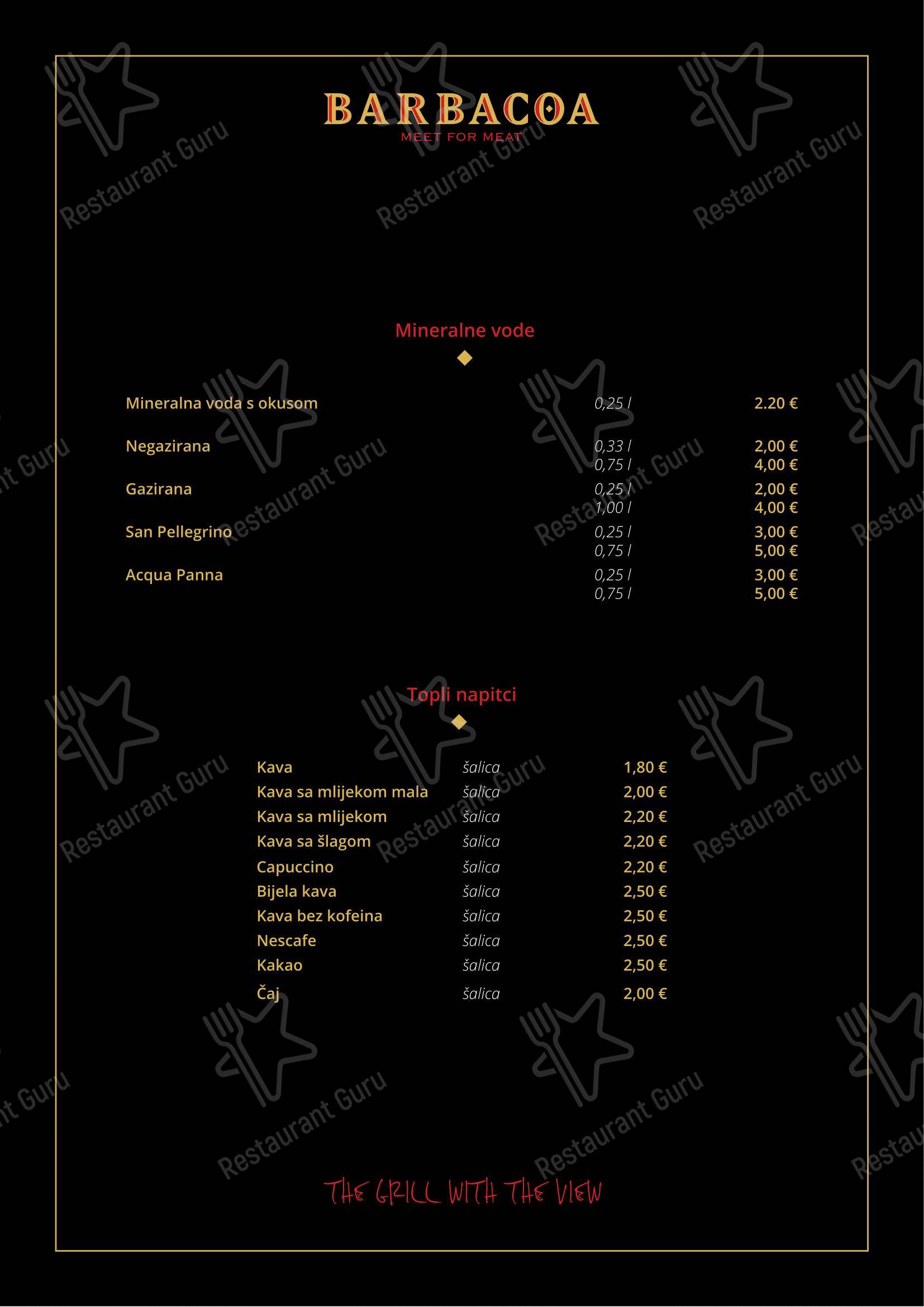 Menu di Barbacoa - Menu
