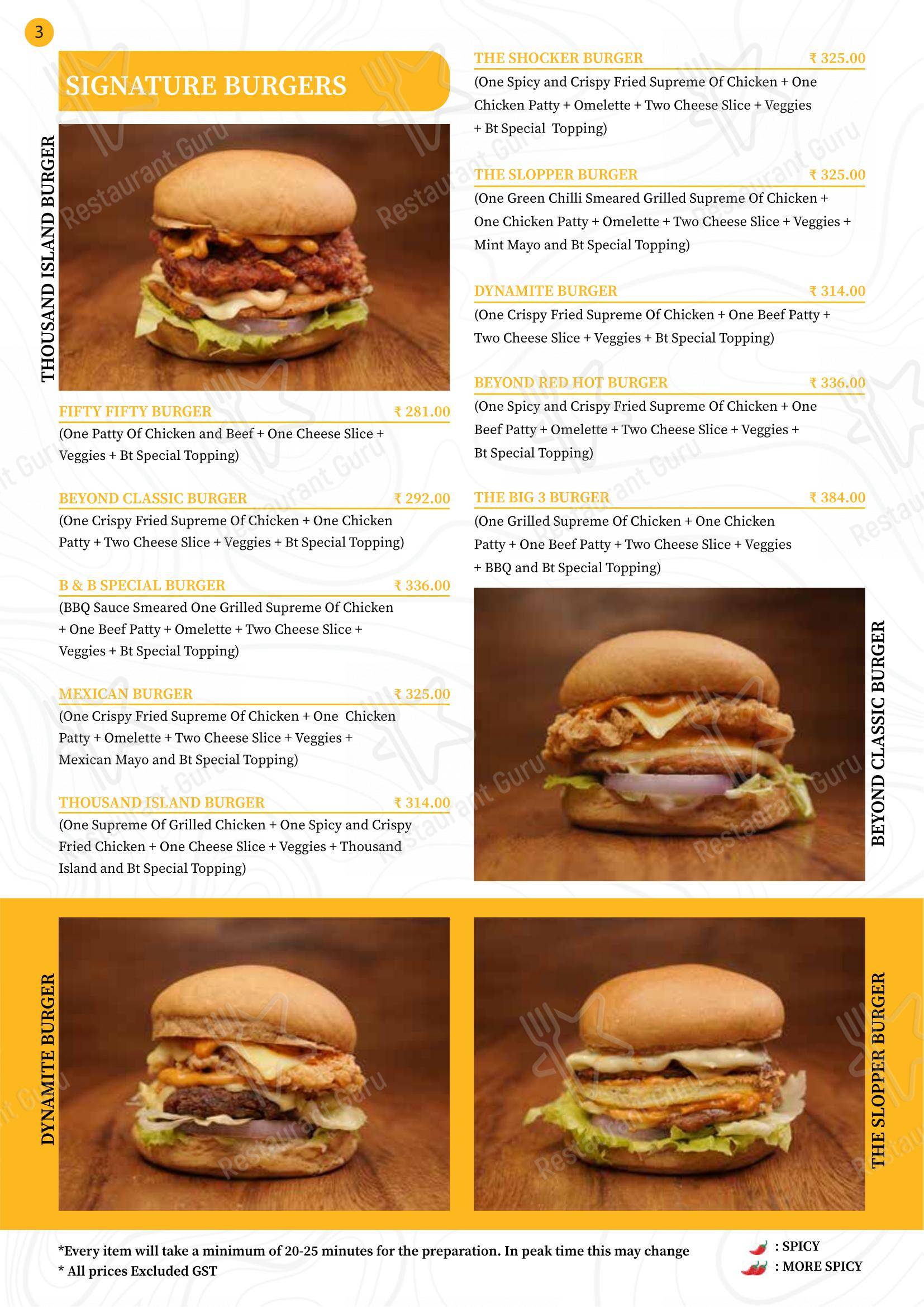 Burger Tree in Coimbatore - Menu bar
