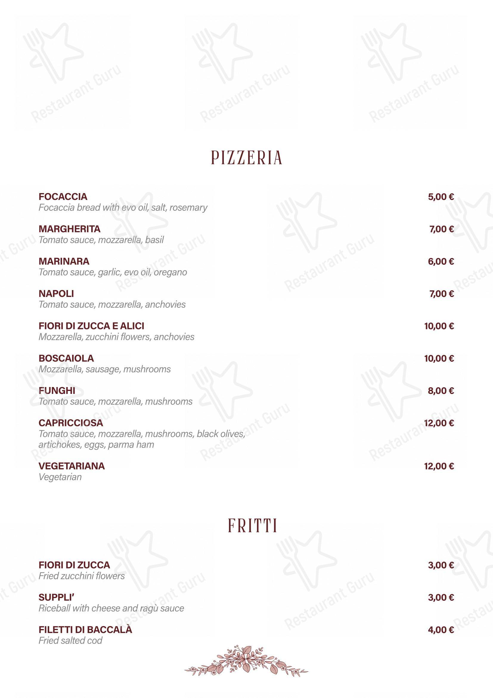 Menu per Casa Sceppa in Roma