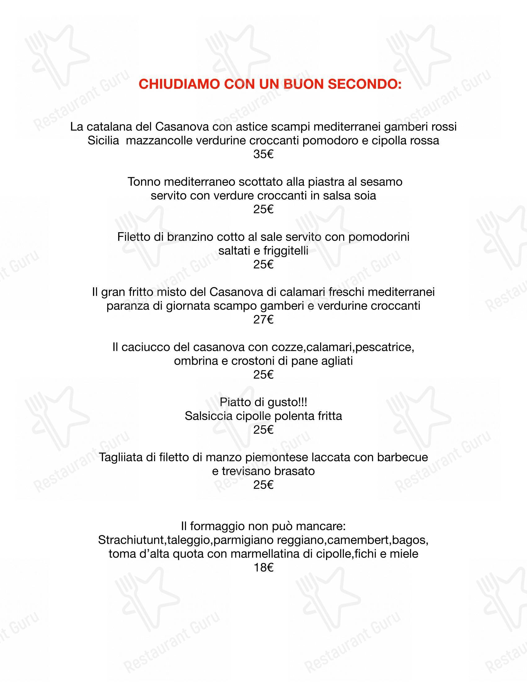 Menu per Ristorante Casanova in Curno