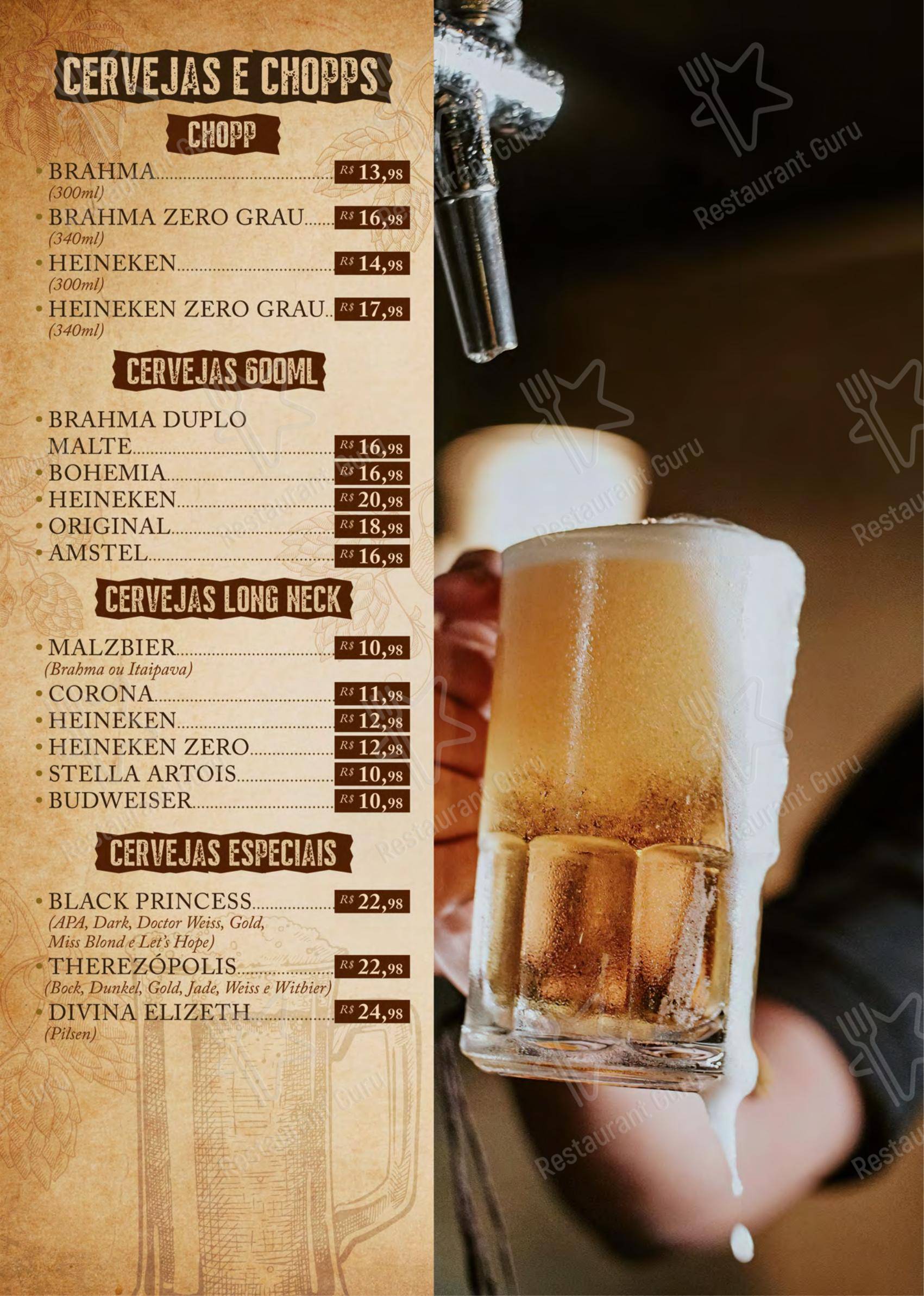 Menu para Centro Gastronômico Recanto restaurante