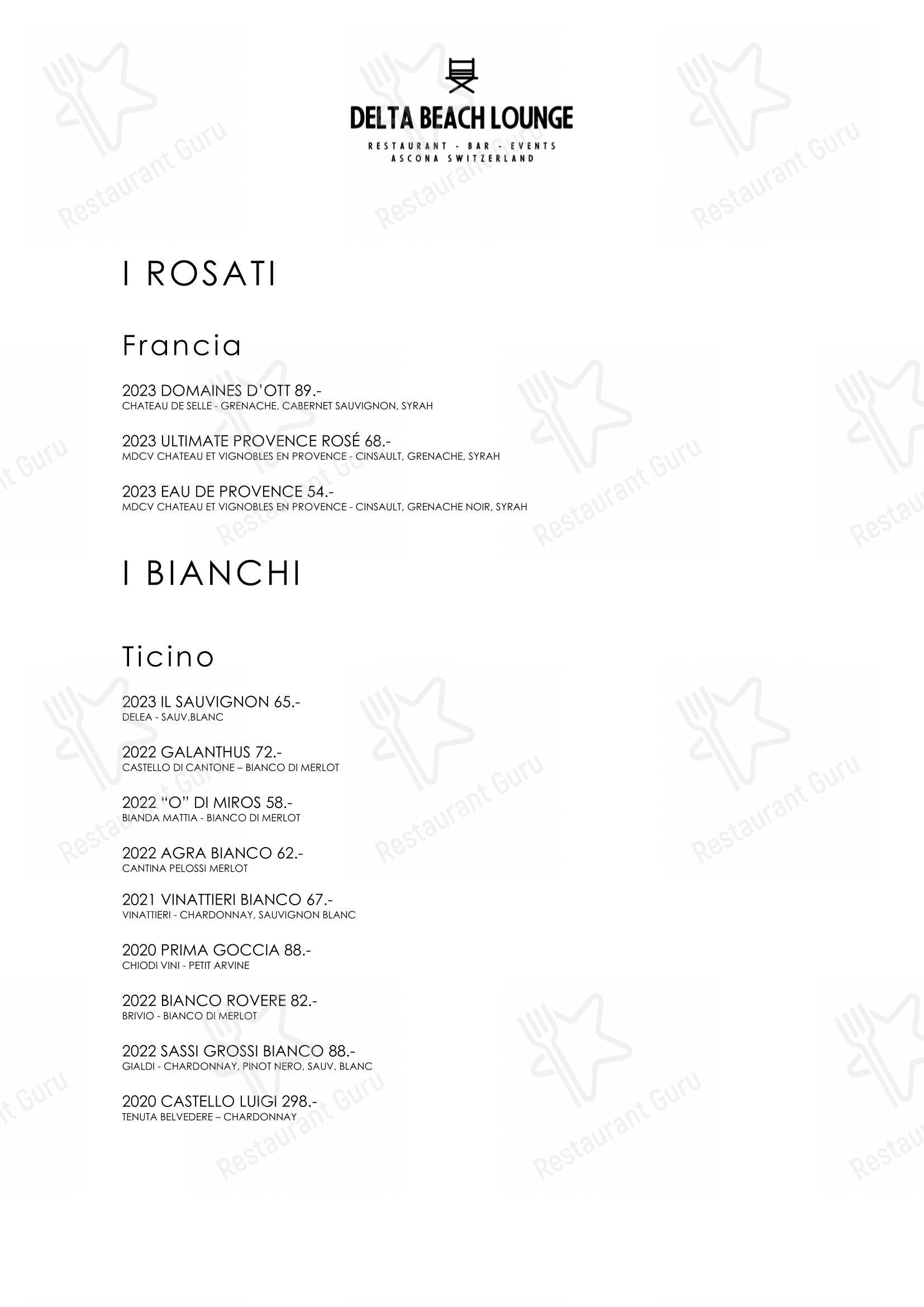 Menu di Delta Beach Lounge - 菜单