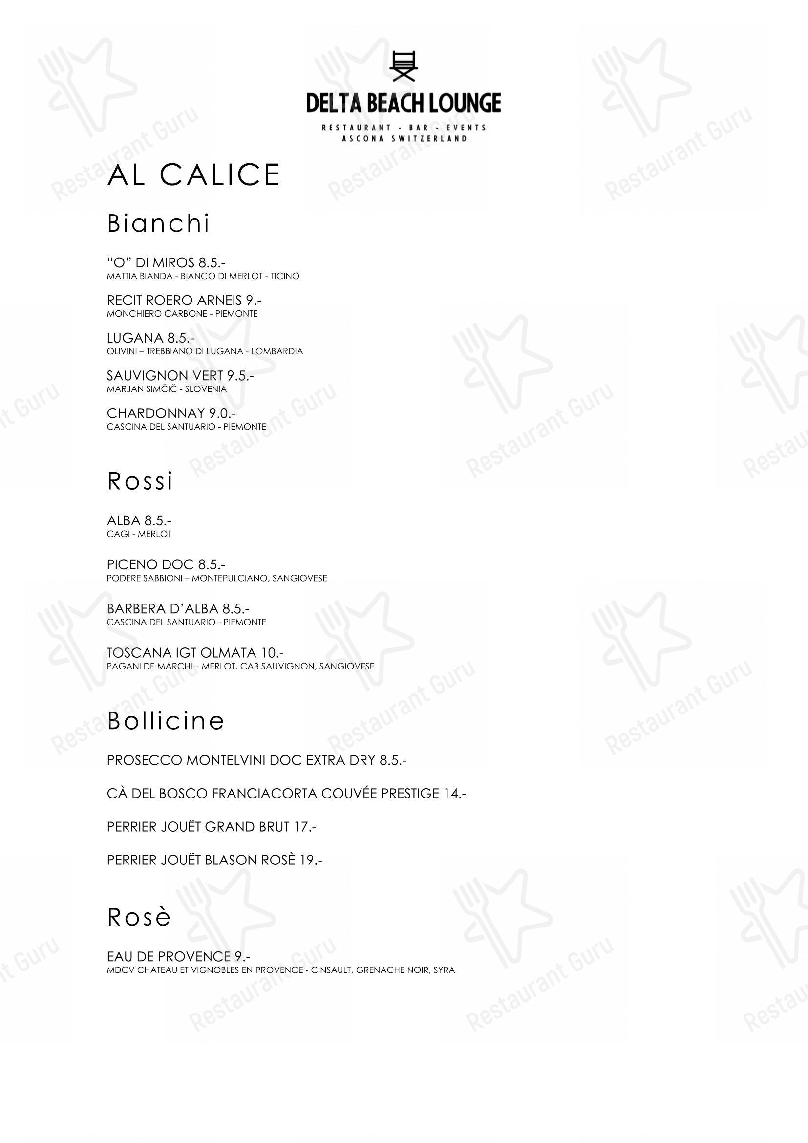 Menu di Delta Beach Lounge - 菜单