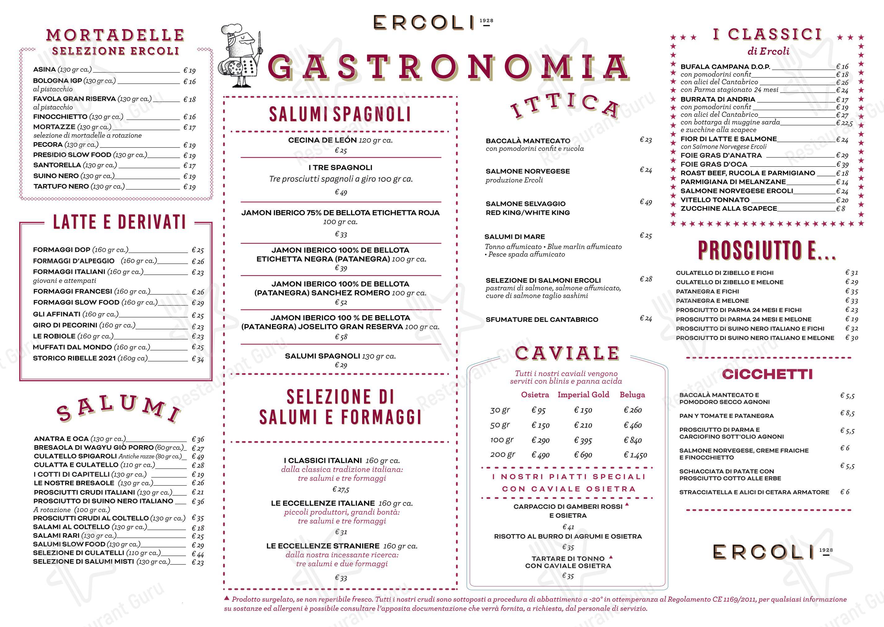Menu bar per Ercoli 1928 Prati ristorante