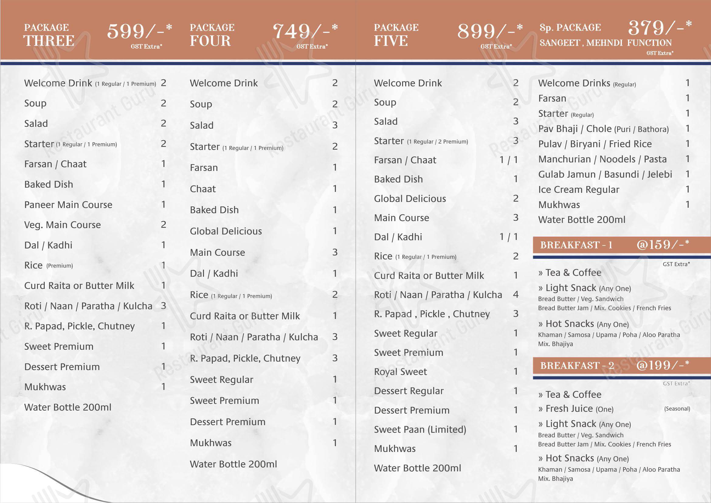 Exuberance Restaurant & Banquet in Ahmedabad - 菜单