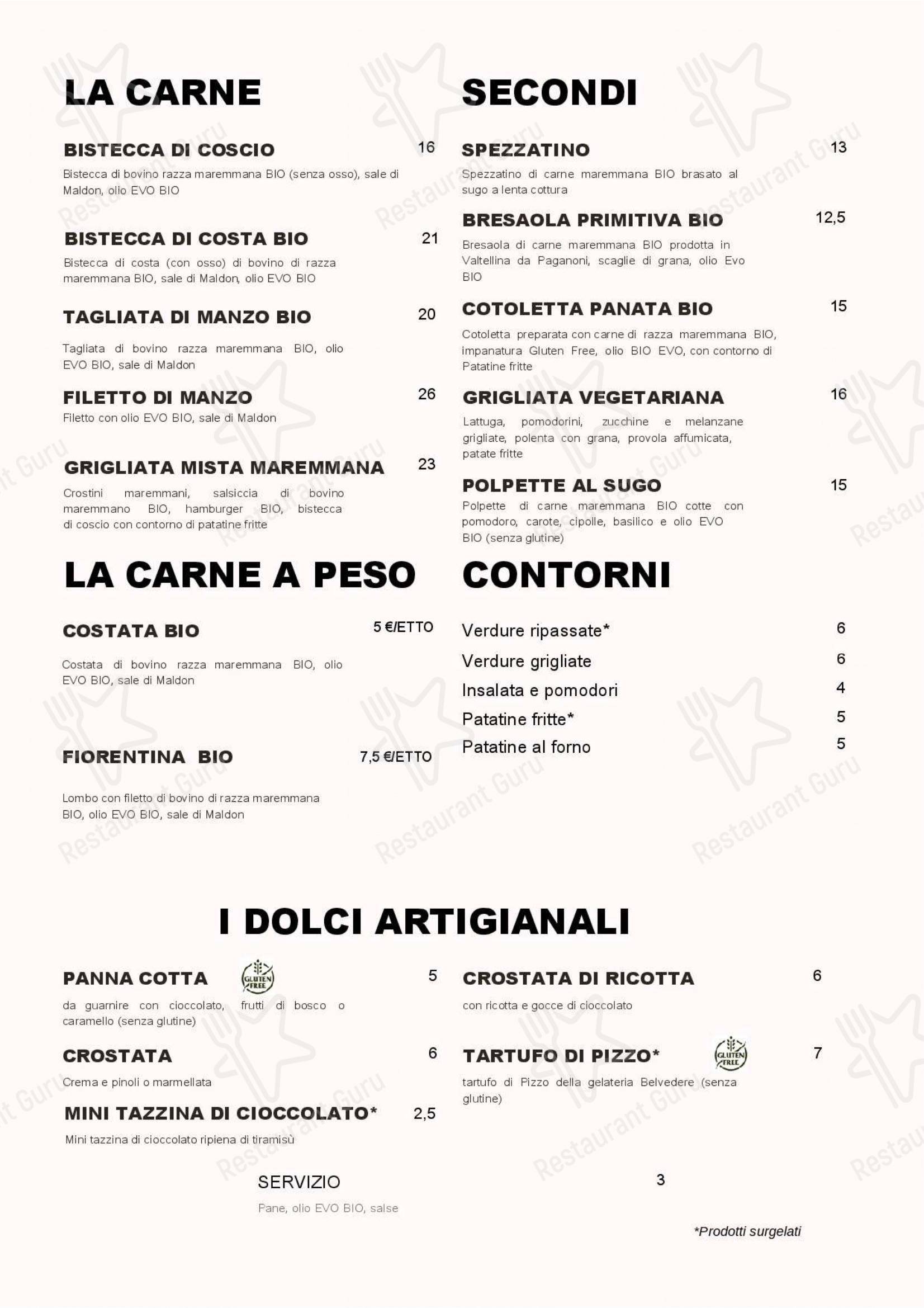 Menu per Griglieria Maremmana BIO in Roma