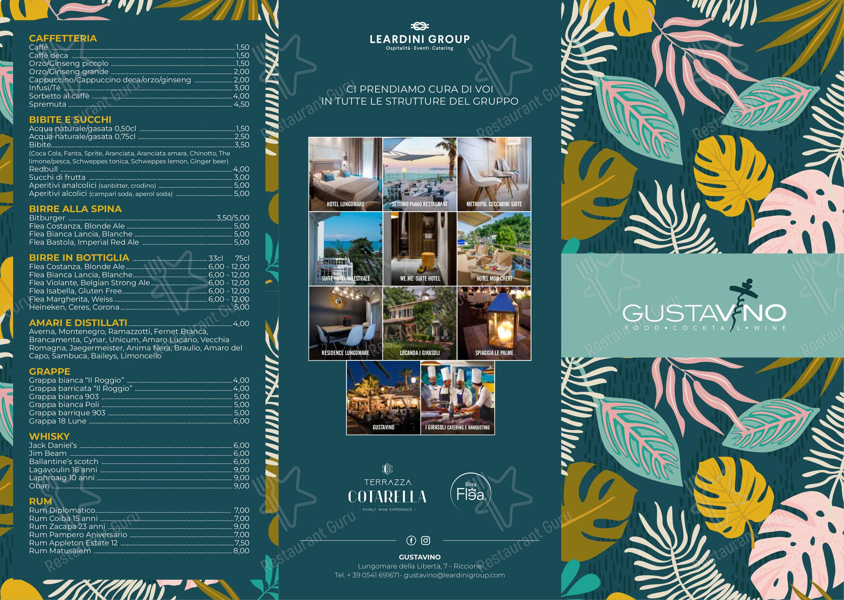 Menu bar per Gustavino in Riccione
