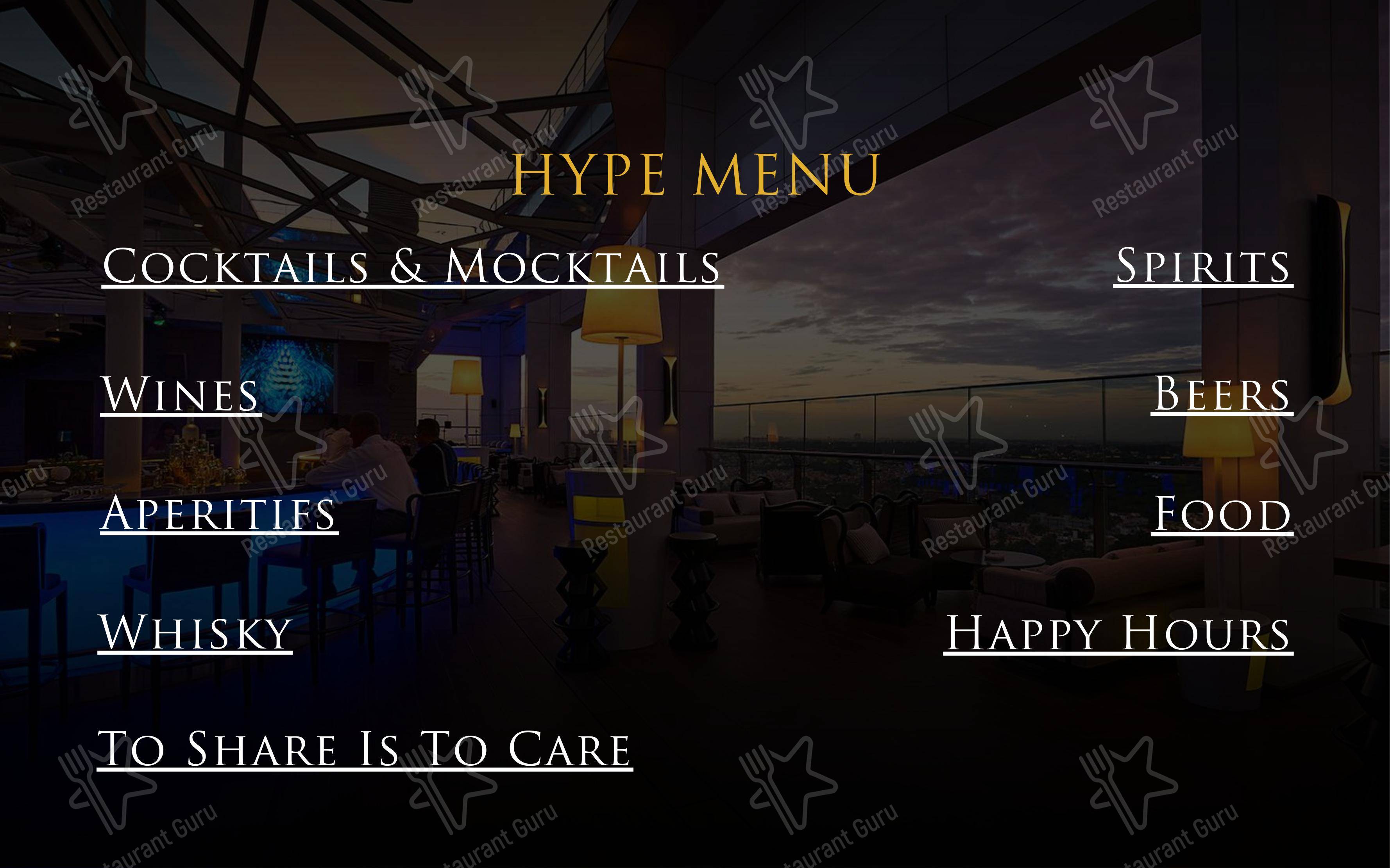 HYPE in Bengaluru - Menu bar