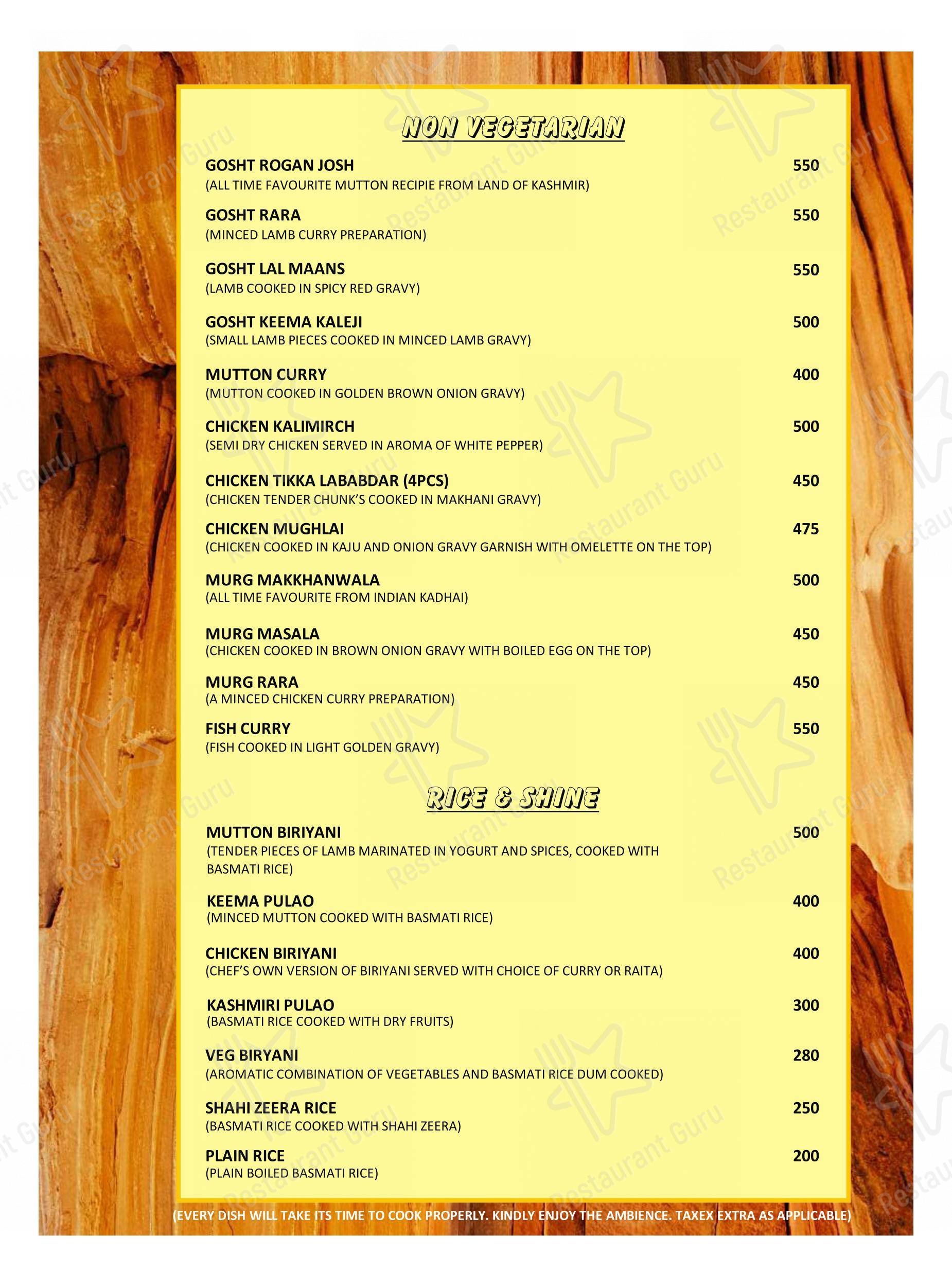 Hangover Bar and Lounge - Menu