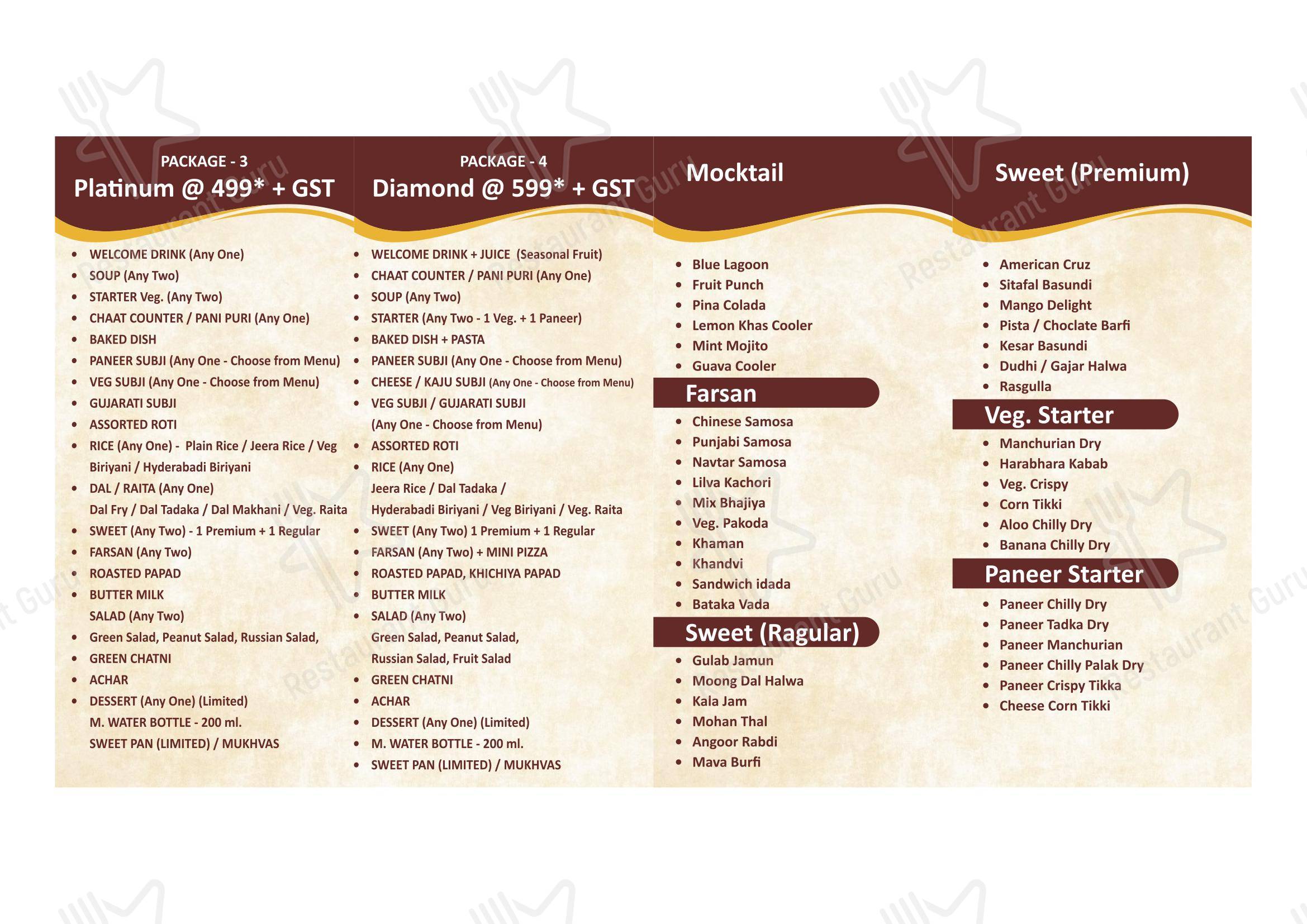 HOTEL DARSHAN INN - Menu bar