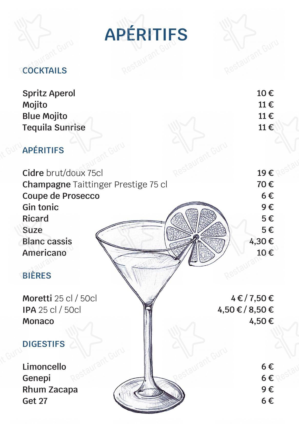 Menu pour Hôtel Edelweiss restaurant