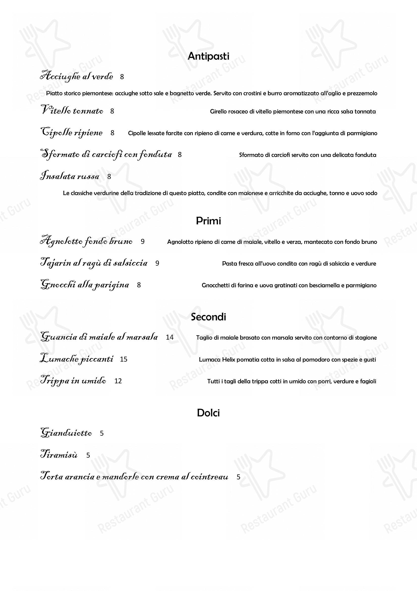 Pizza Menu per Il Nuovo Zuavo in Cuneo