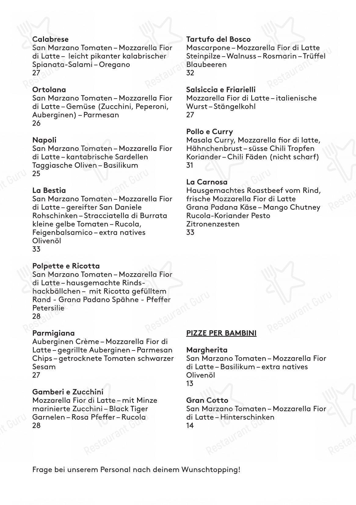 Menu per La Bestia - Pizza Pizza ristorante