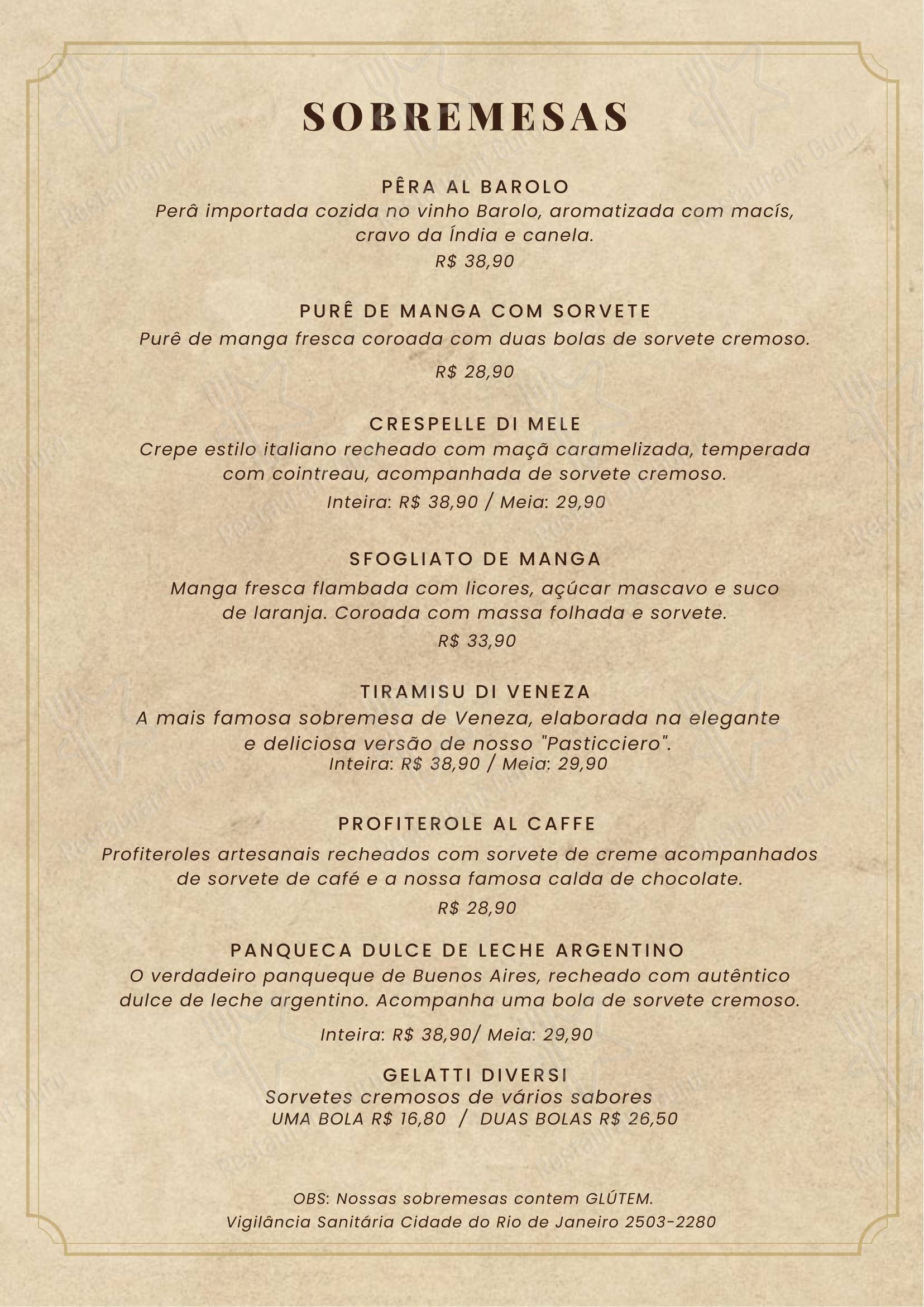 Menu para La Botticella restaurante