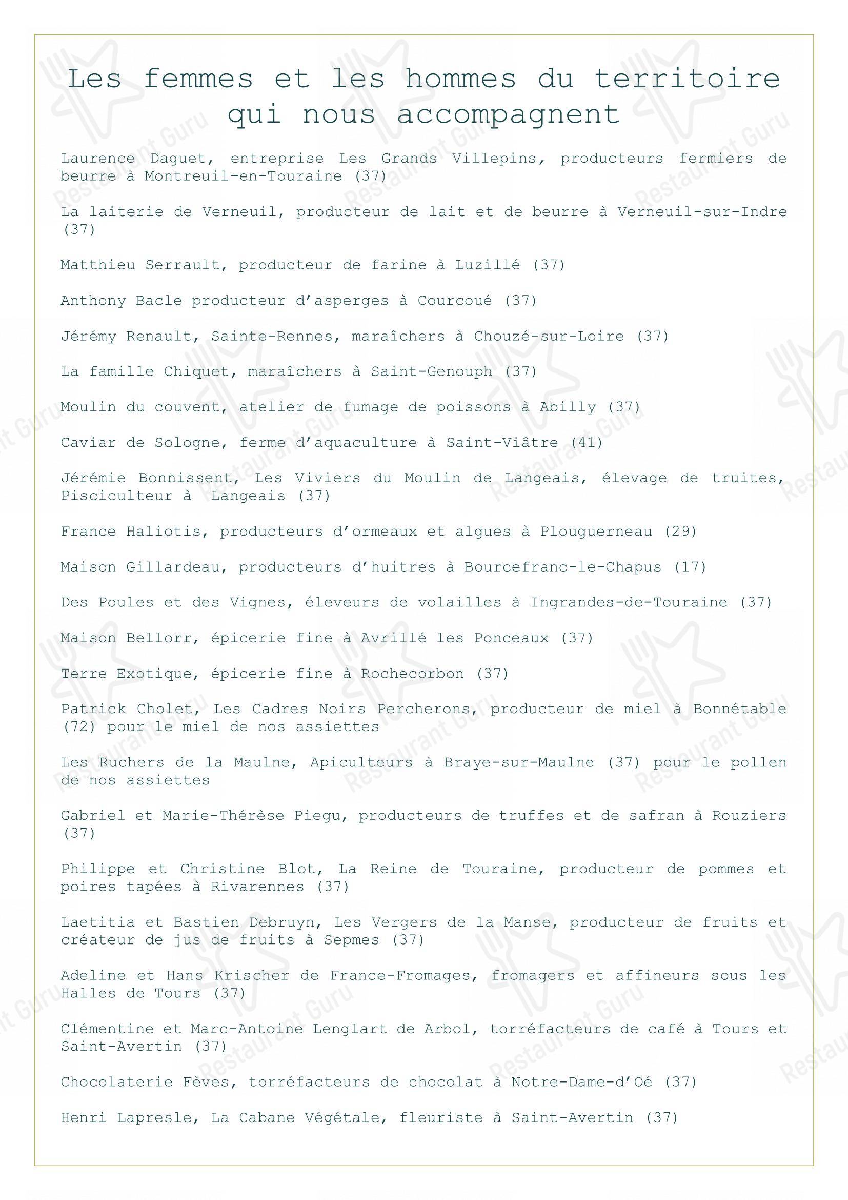 Menu pour La Roche Le Roy - 菜单