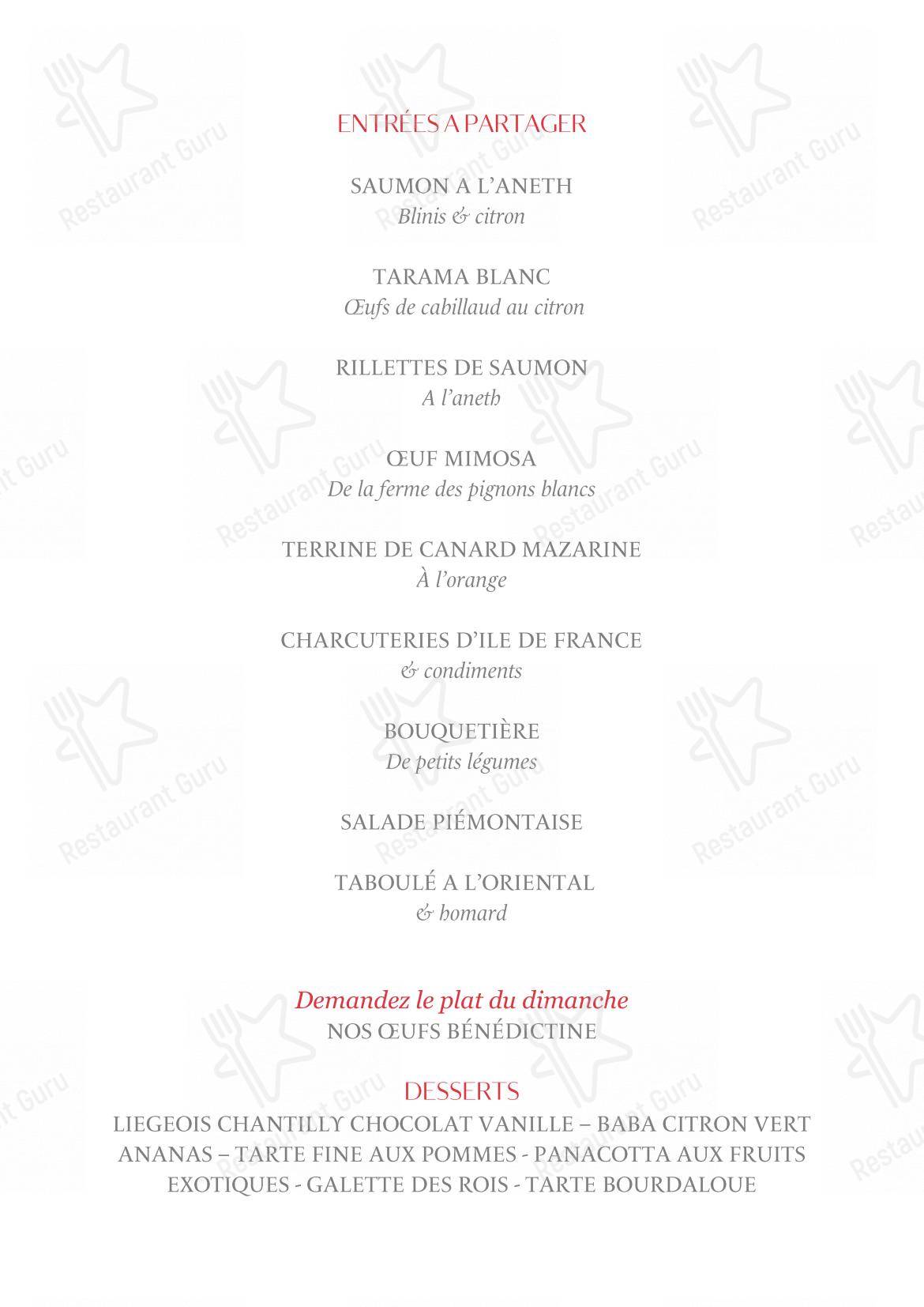 Menu au La Tour d