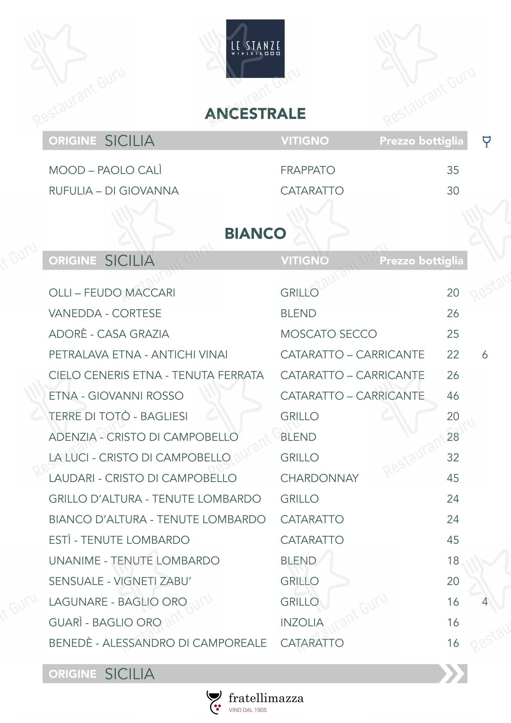 Menu di Le Stanze wineria - Menu