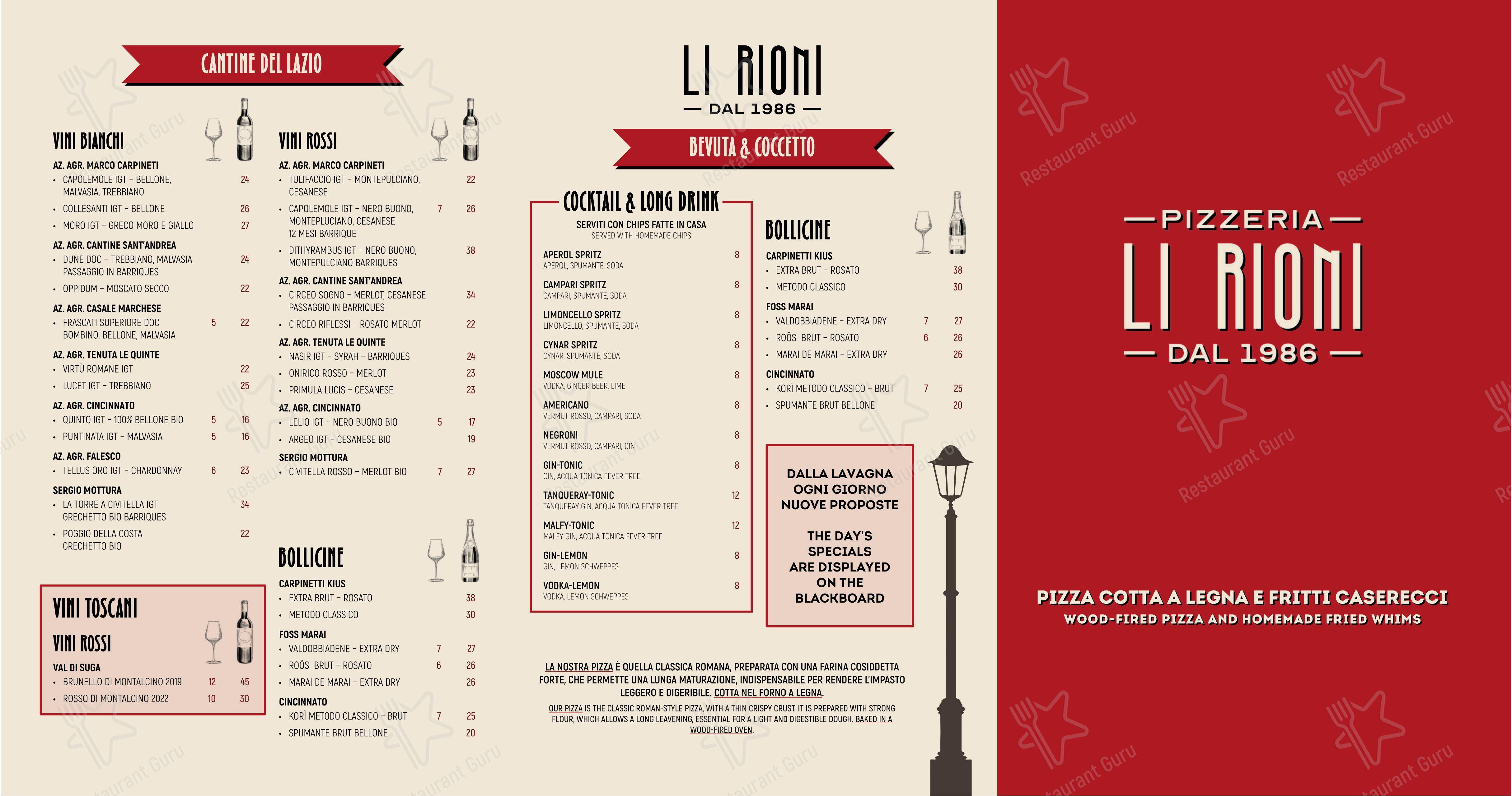 Li Rioni a Santiquattro in Roma - Menu