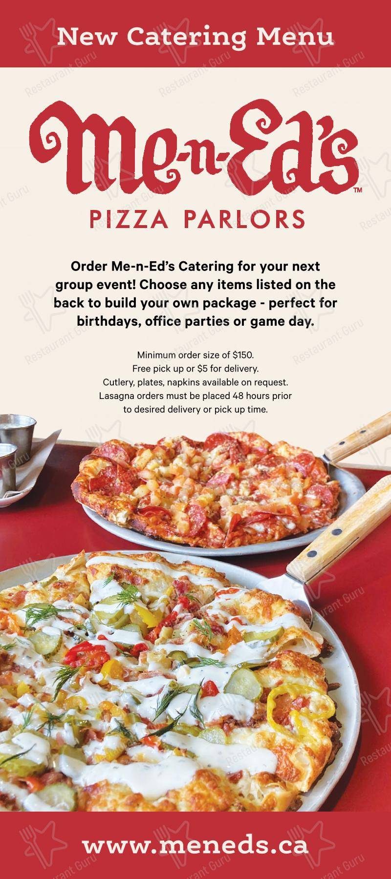 Menu pour Me-n-Ed's Pizza Parlors - Menu bar