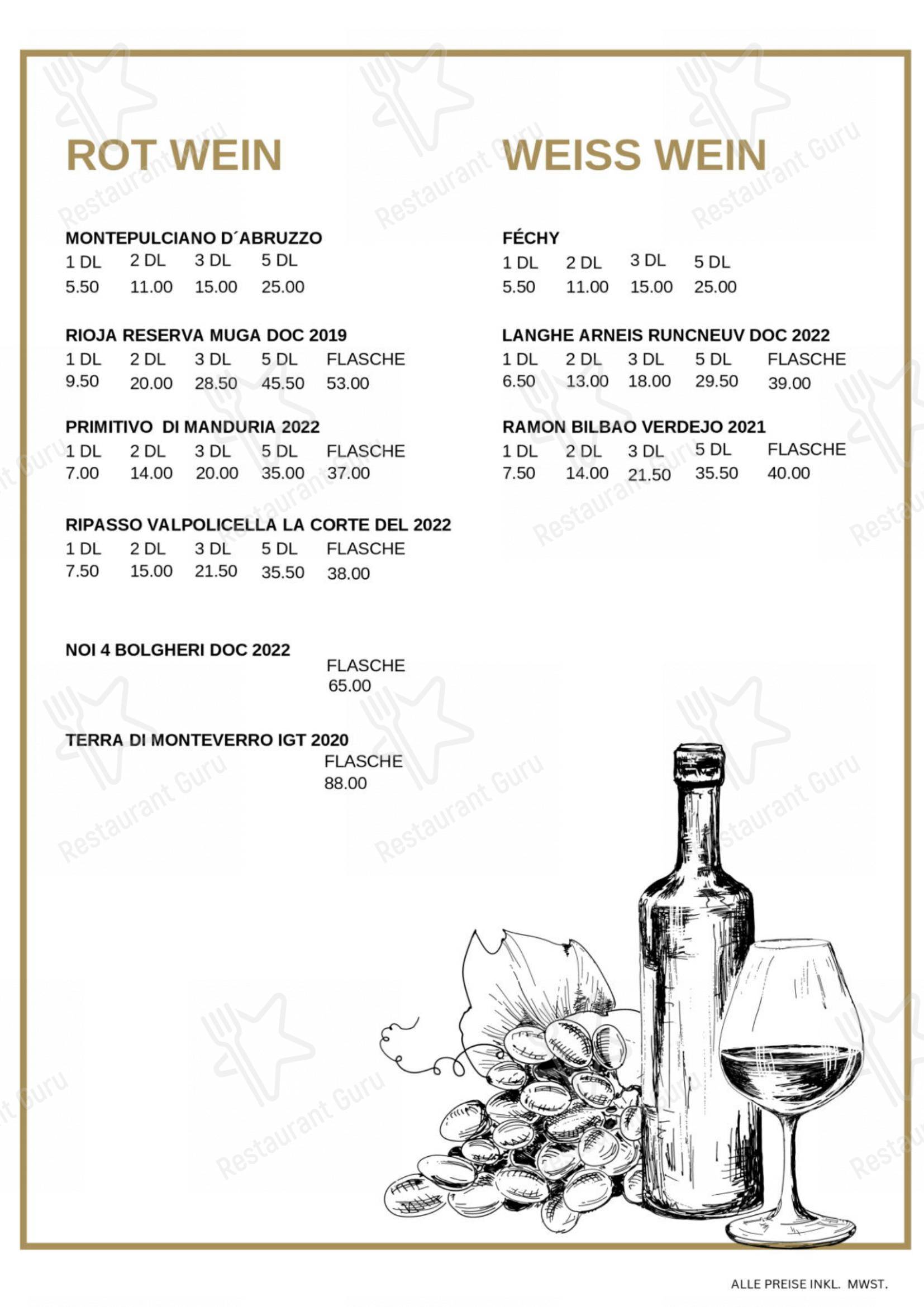 Molini Ristorante & Pizzeria Sarnen in Sarnen - Menu bar