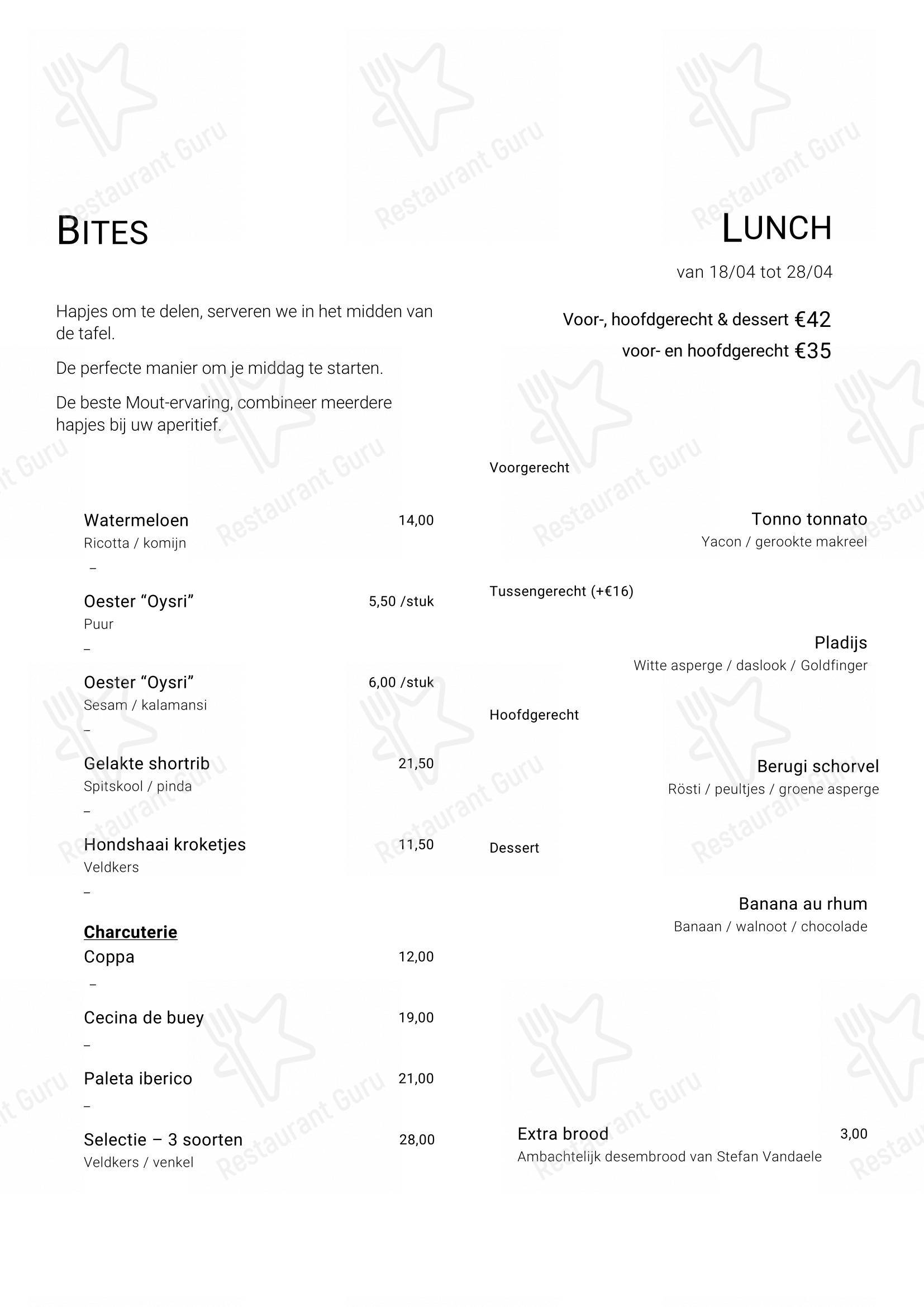 Menu pour Mout dans Damme