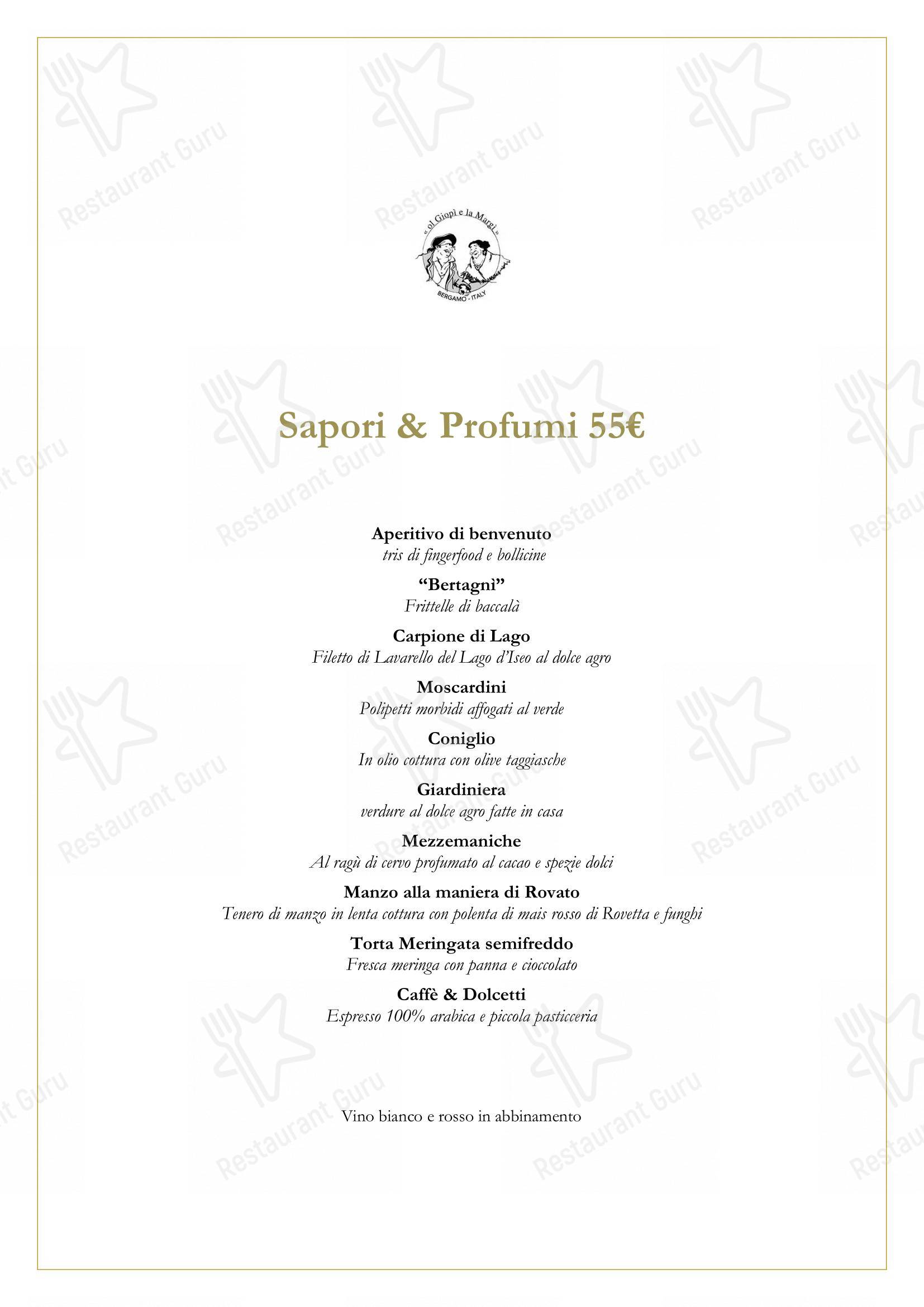 Menu di Ol Giopì e la Margi ristorante tipico bergamasco - 菜单