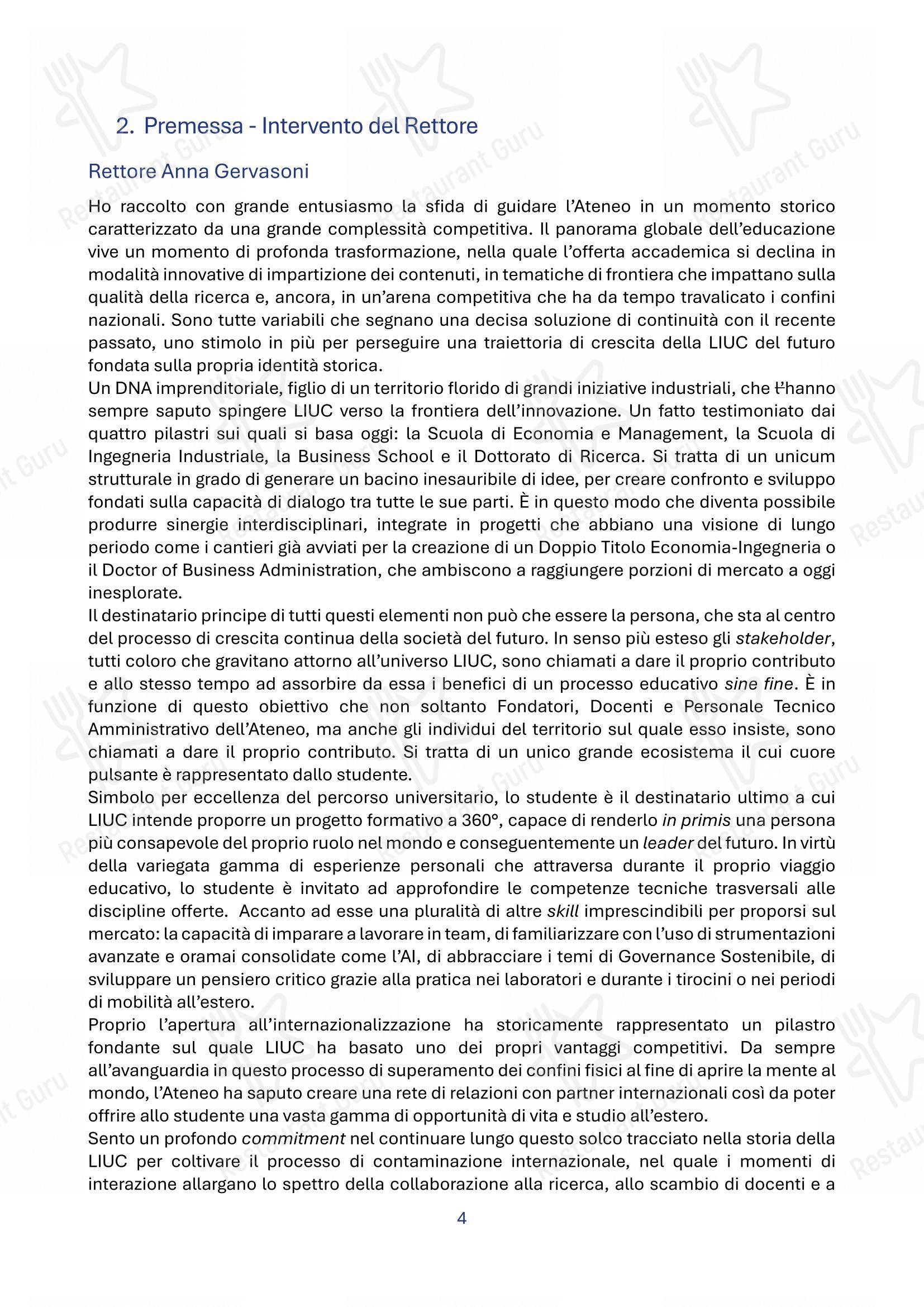 Panacea in Legnano - Menu