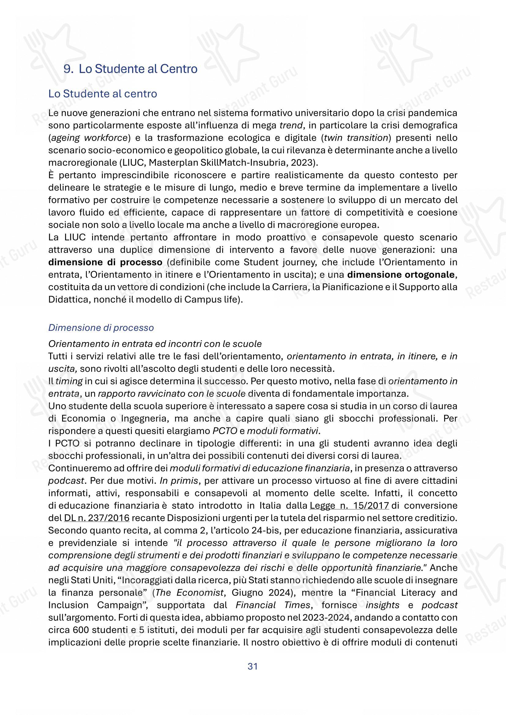 Menu di Panacea - Menu