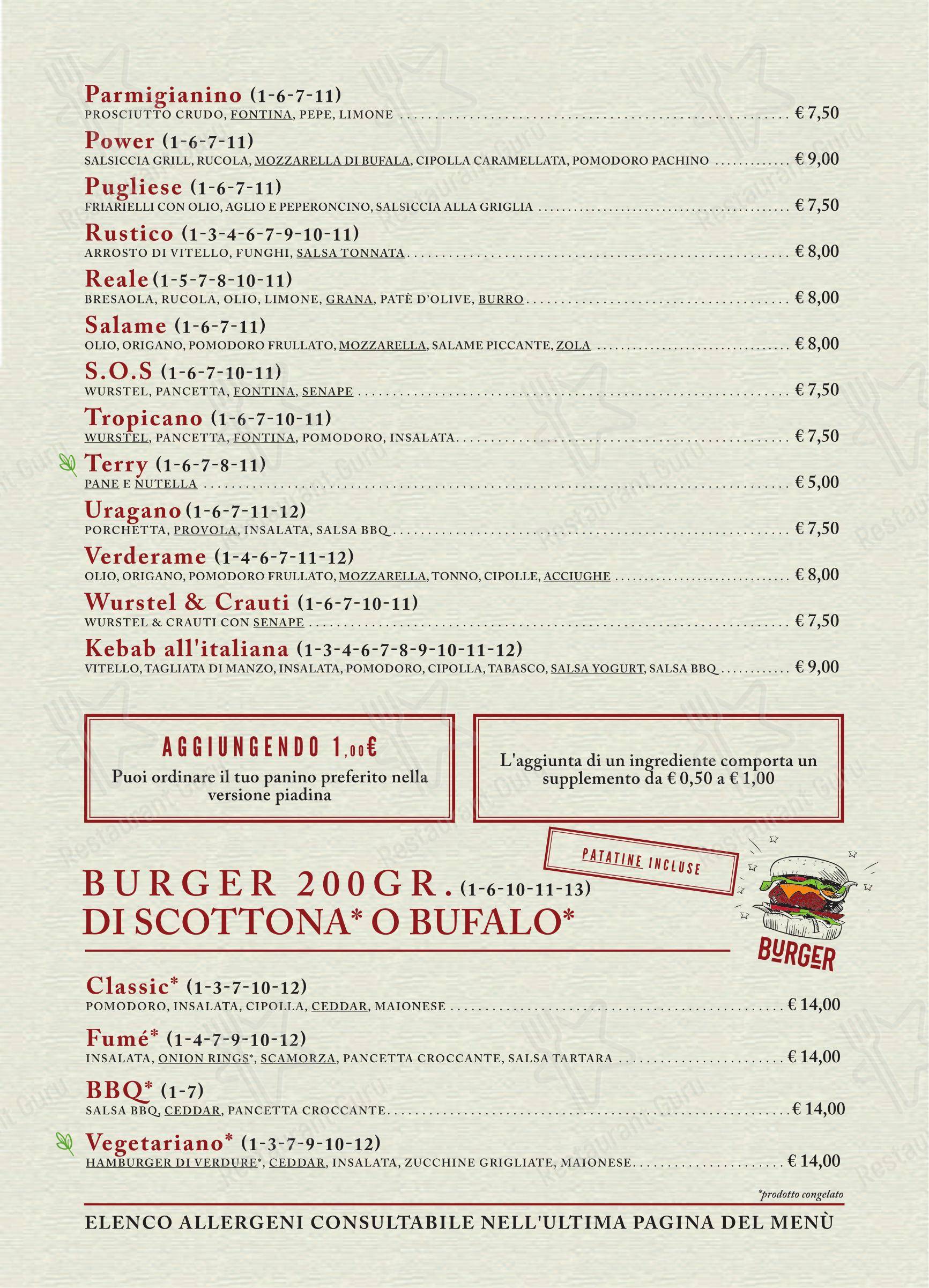 Menu per Paninoteca Ermete di Greco caffè s.r.l. caffè bar