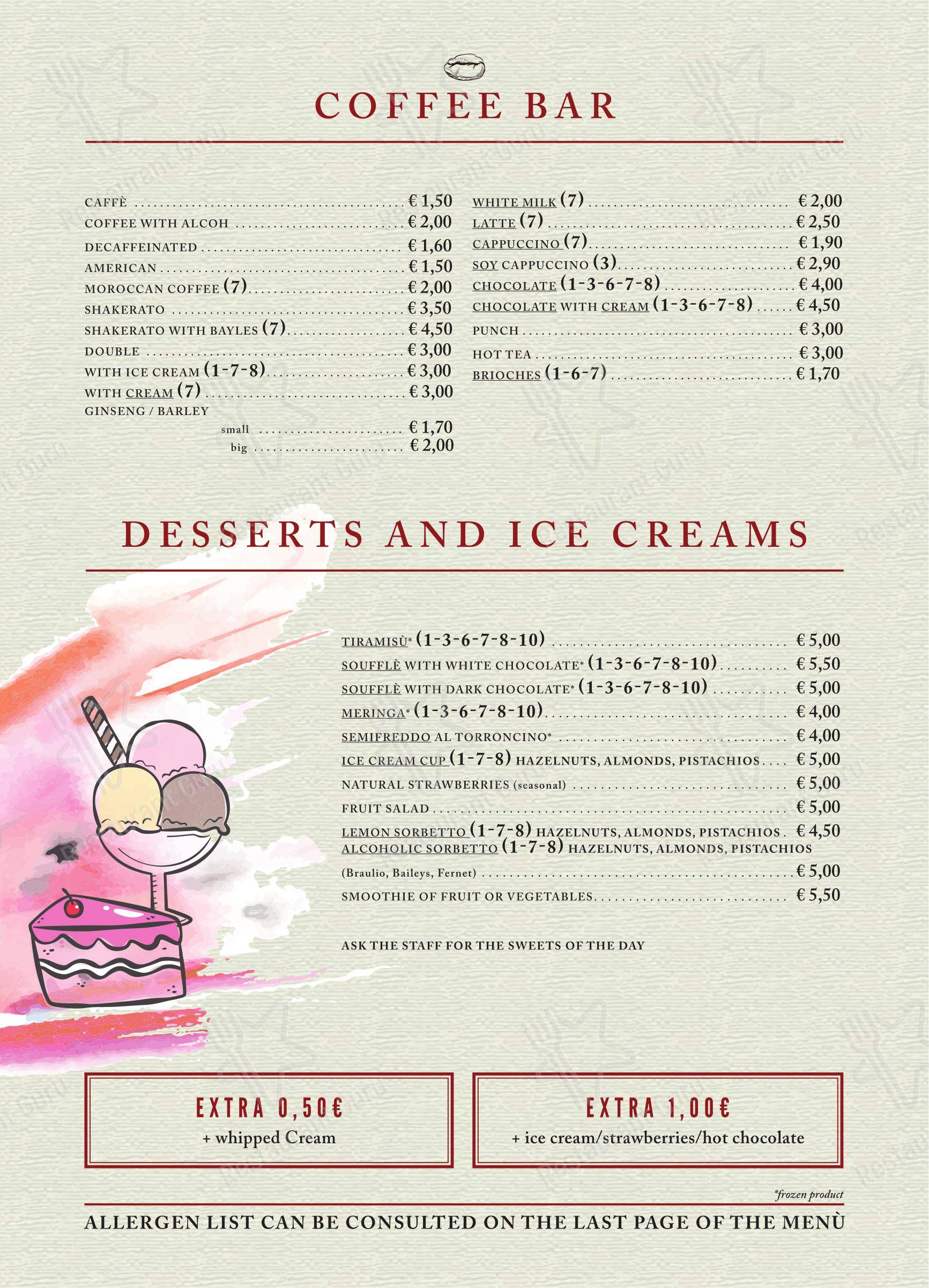 Menu bar per Paninoteca Ermete di Greco caffè s.r.l. caffè bar