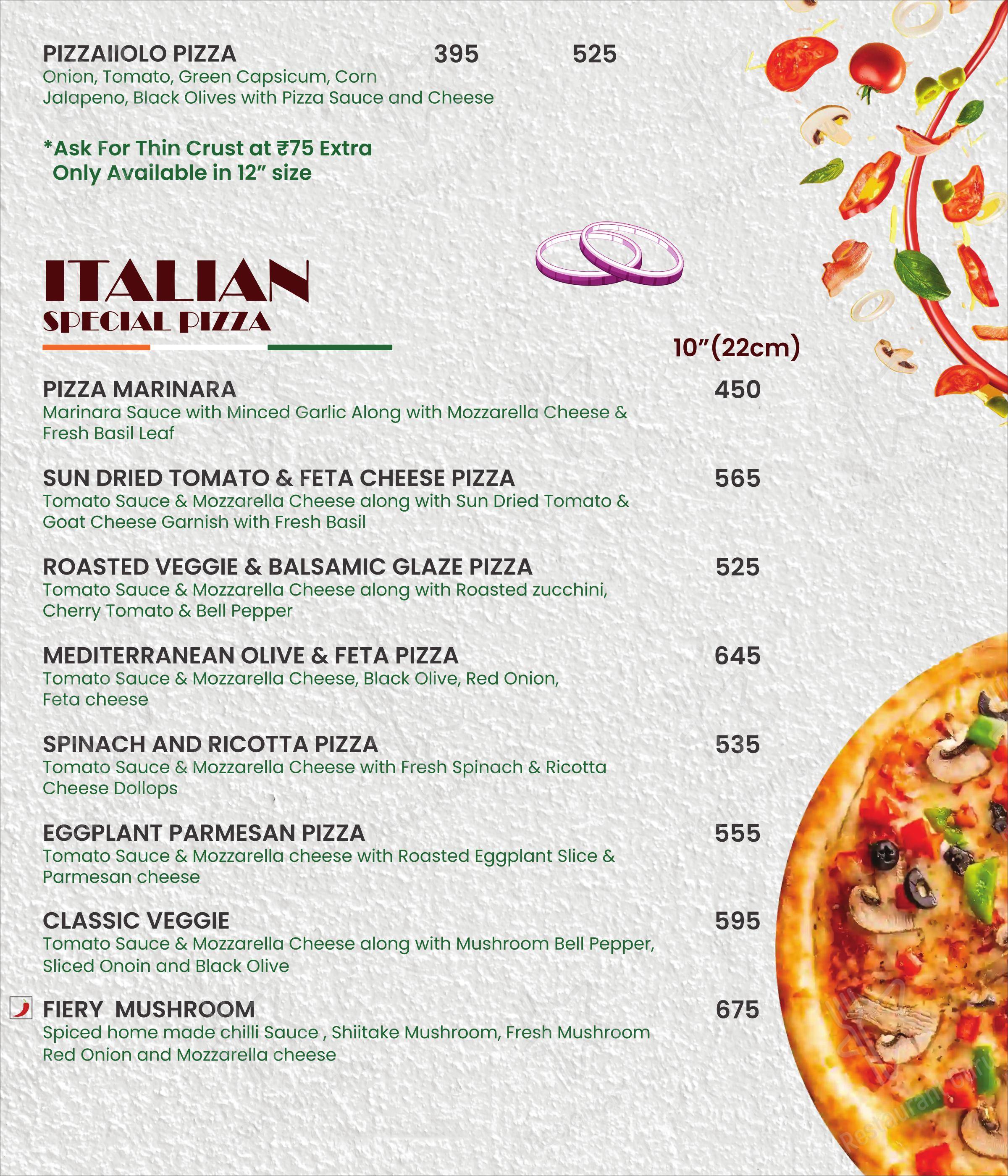 Menu for Pizzaiiolo Wood Fired Pizza SBR in Ahmedabad