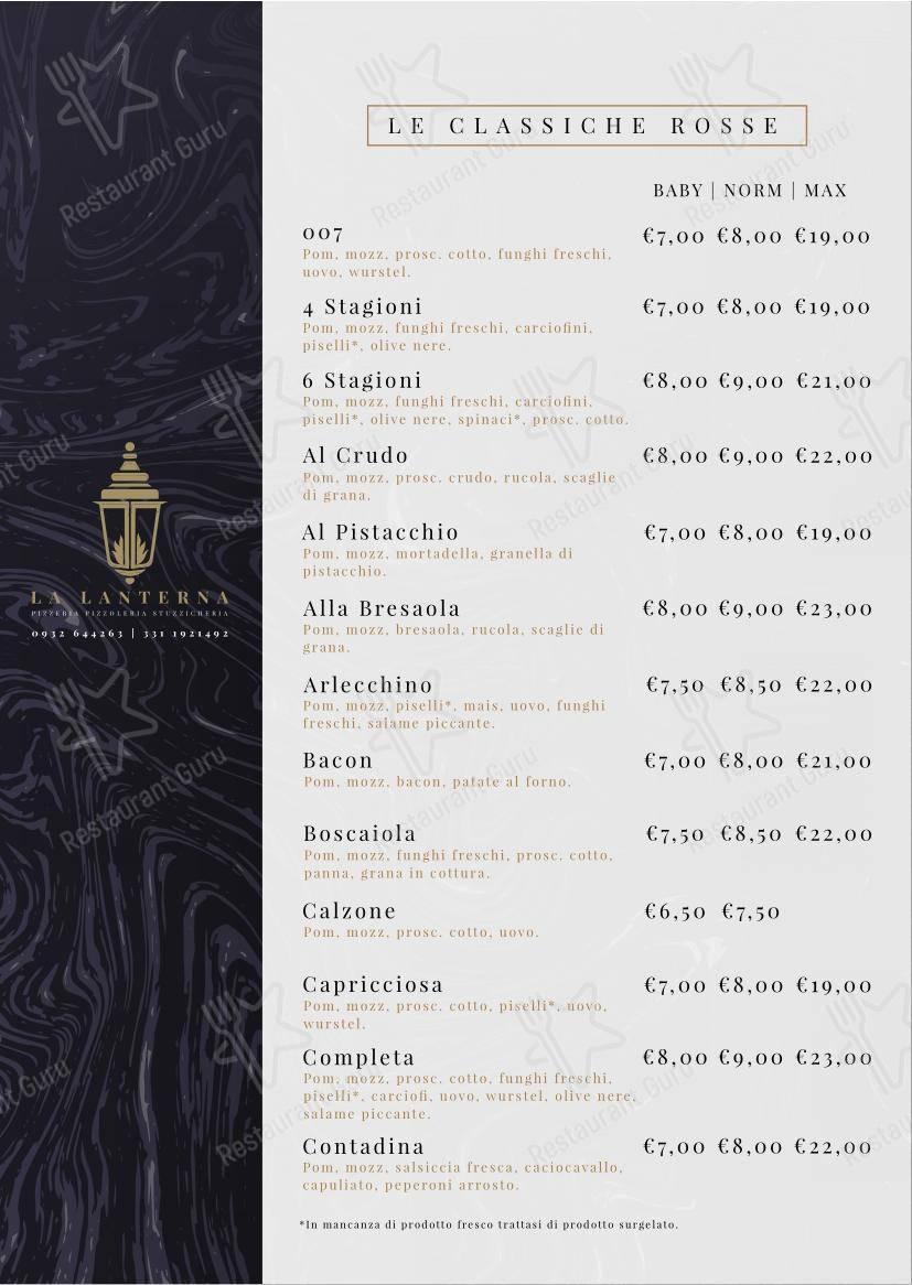 Pizzeria La Lanterna in Ragusa - Menu