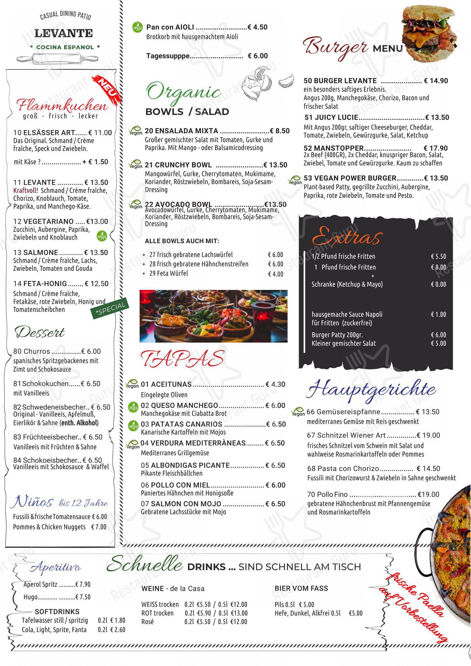 Restaurant Levante dans Rackwitz - Menu bar